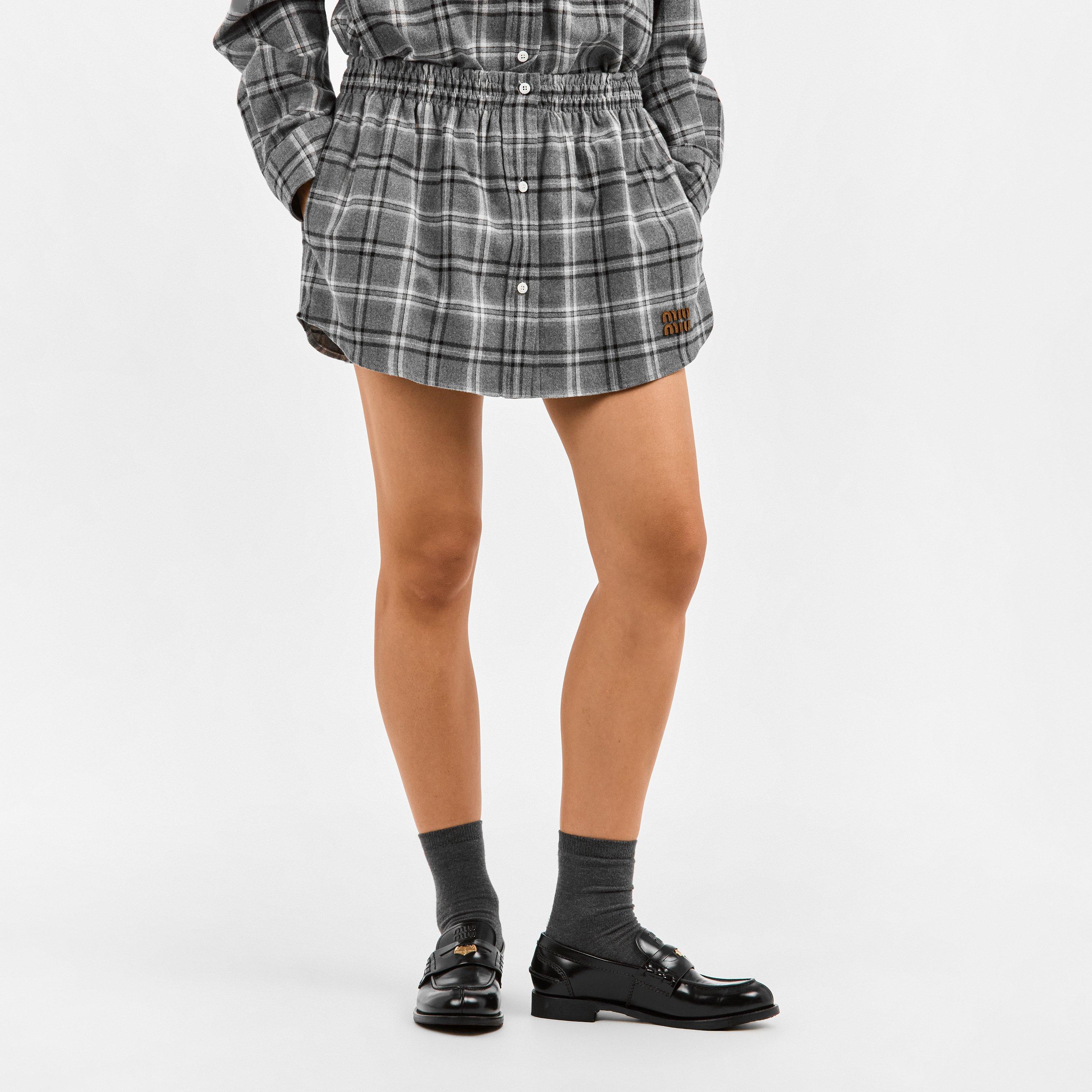 Ardesia - Miu Miu - Women's Flannel Mini Skirt - 3