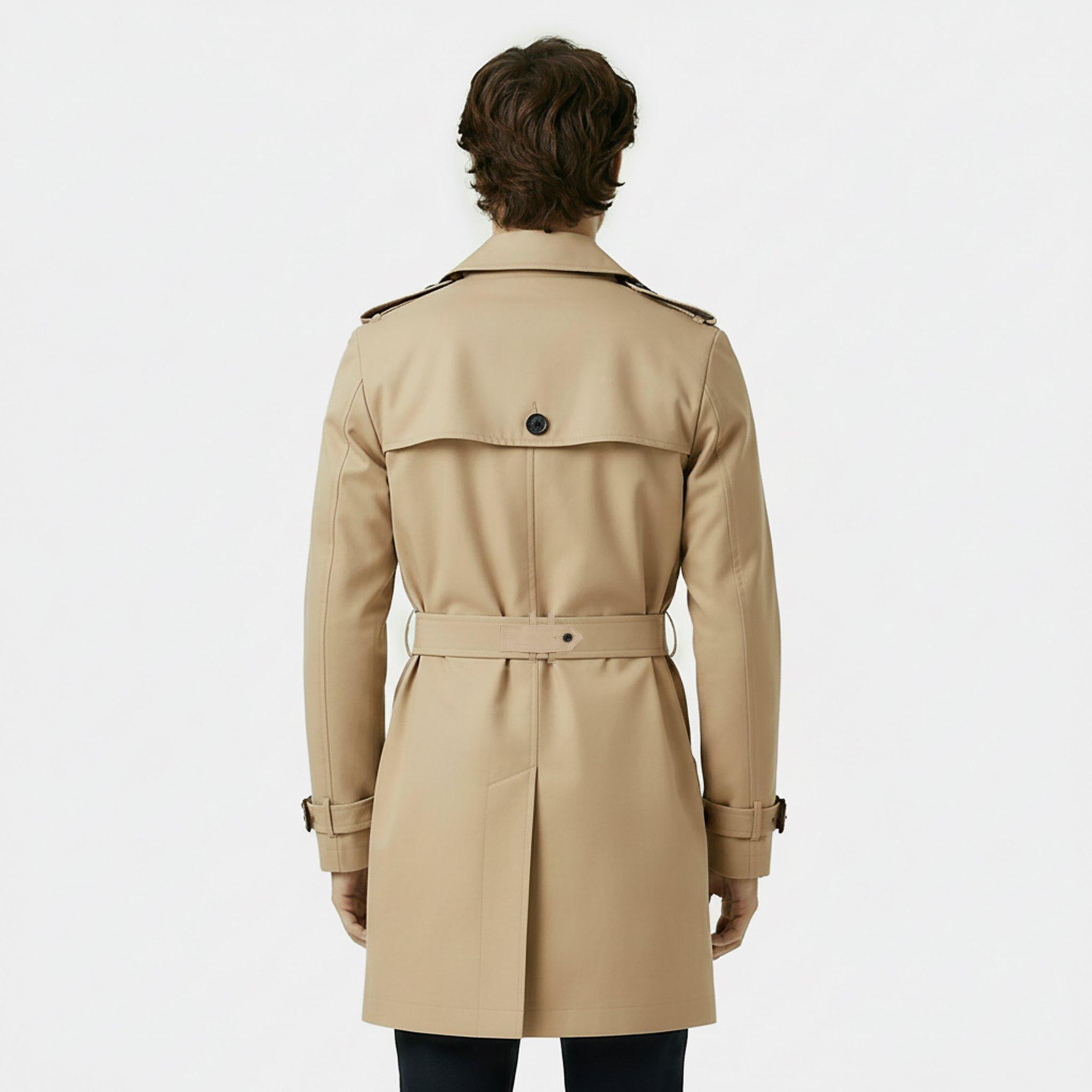 Stone - Jack Wills - Men's  Cotton Water Resistant Mid-Length Long Sleeve Trench Coat - 4