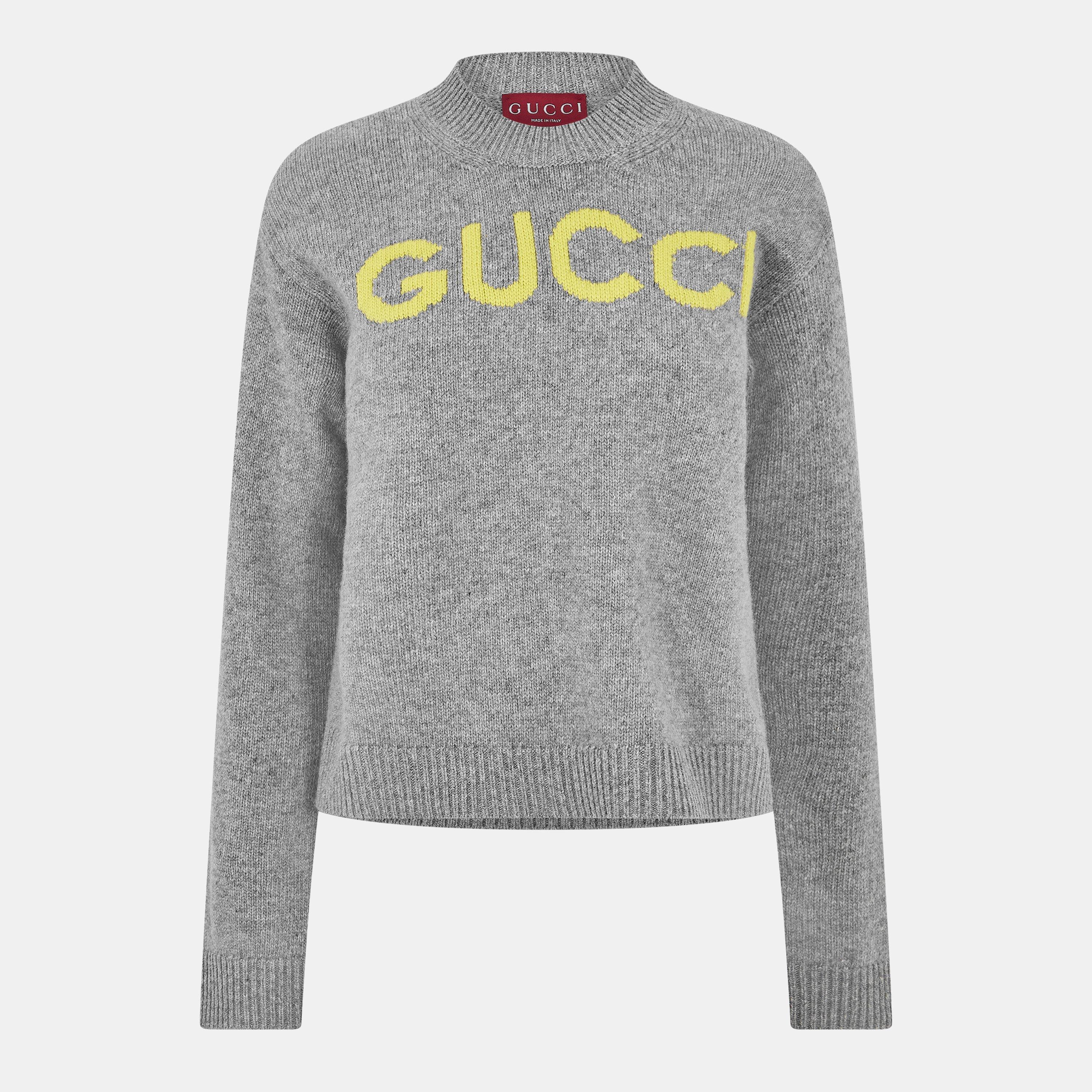 Taupe - Gucci - Women's Logo Knit Crew Neck Jumper - 1