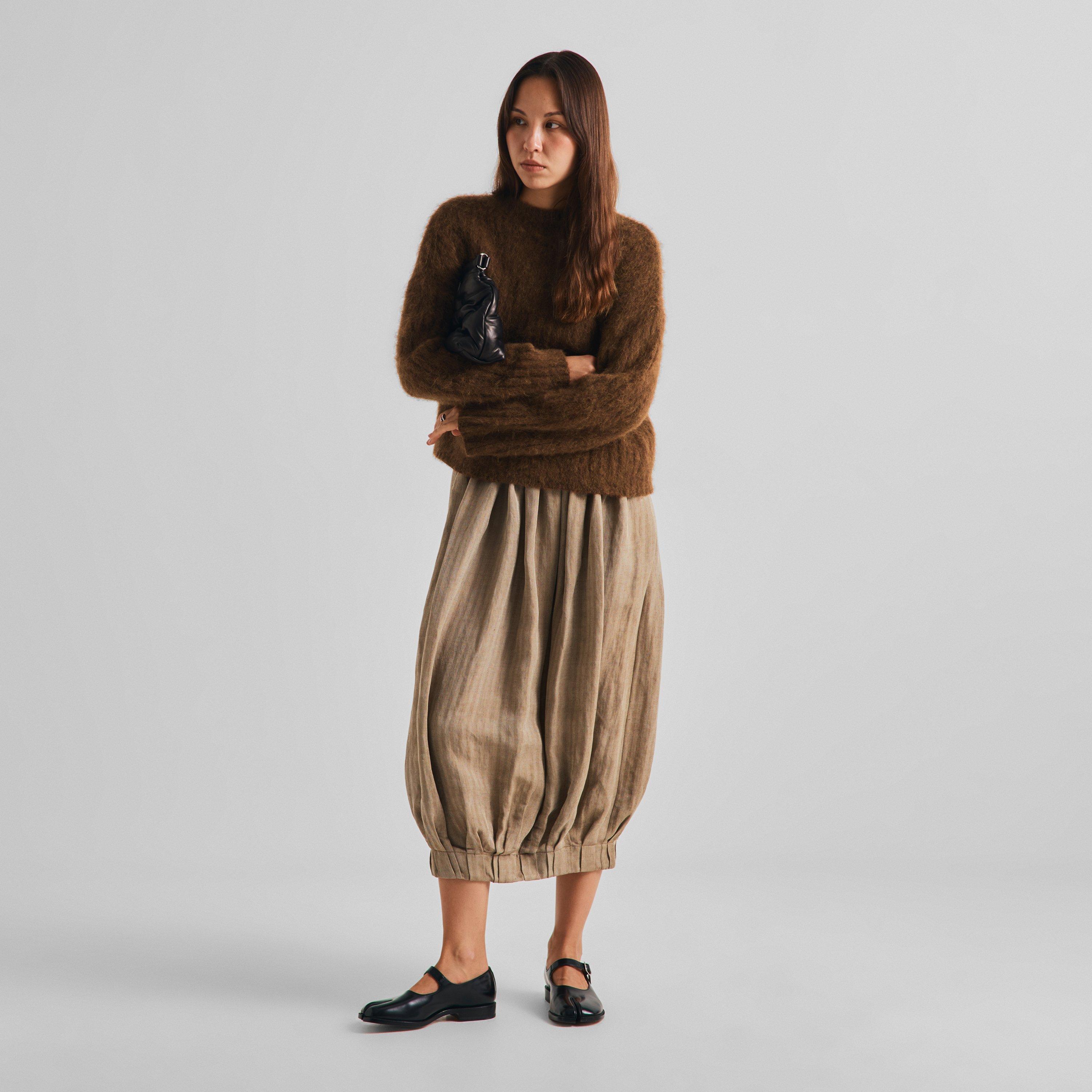 Mustard - Uma Wang - Women's Alpaca Wool Crew-Neck Jumper - 6