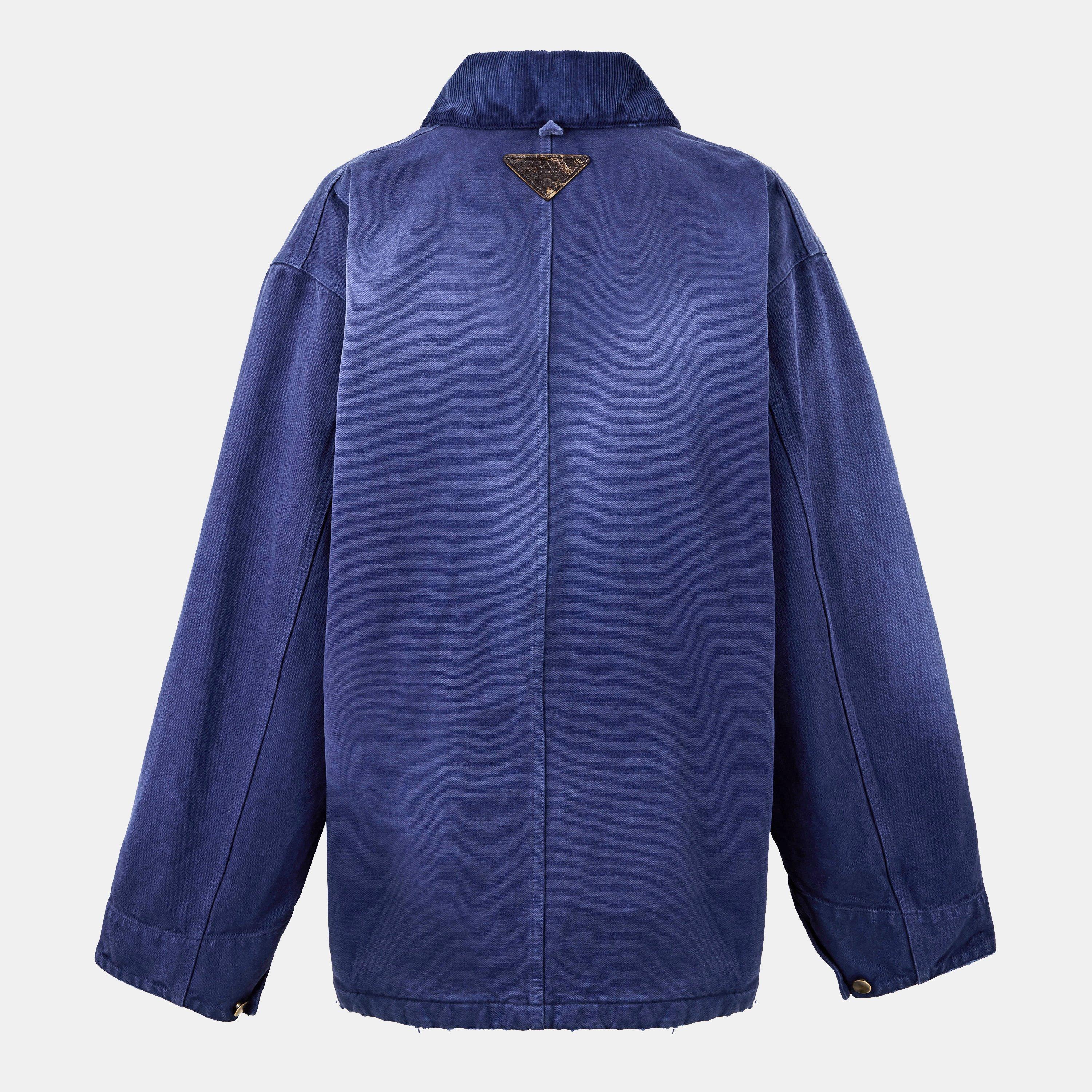 Navy - Prada - Women's Canvas Long Sleeve Washed Finish Denim Jacket - 2