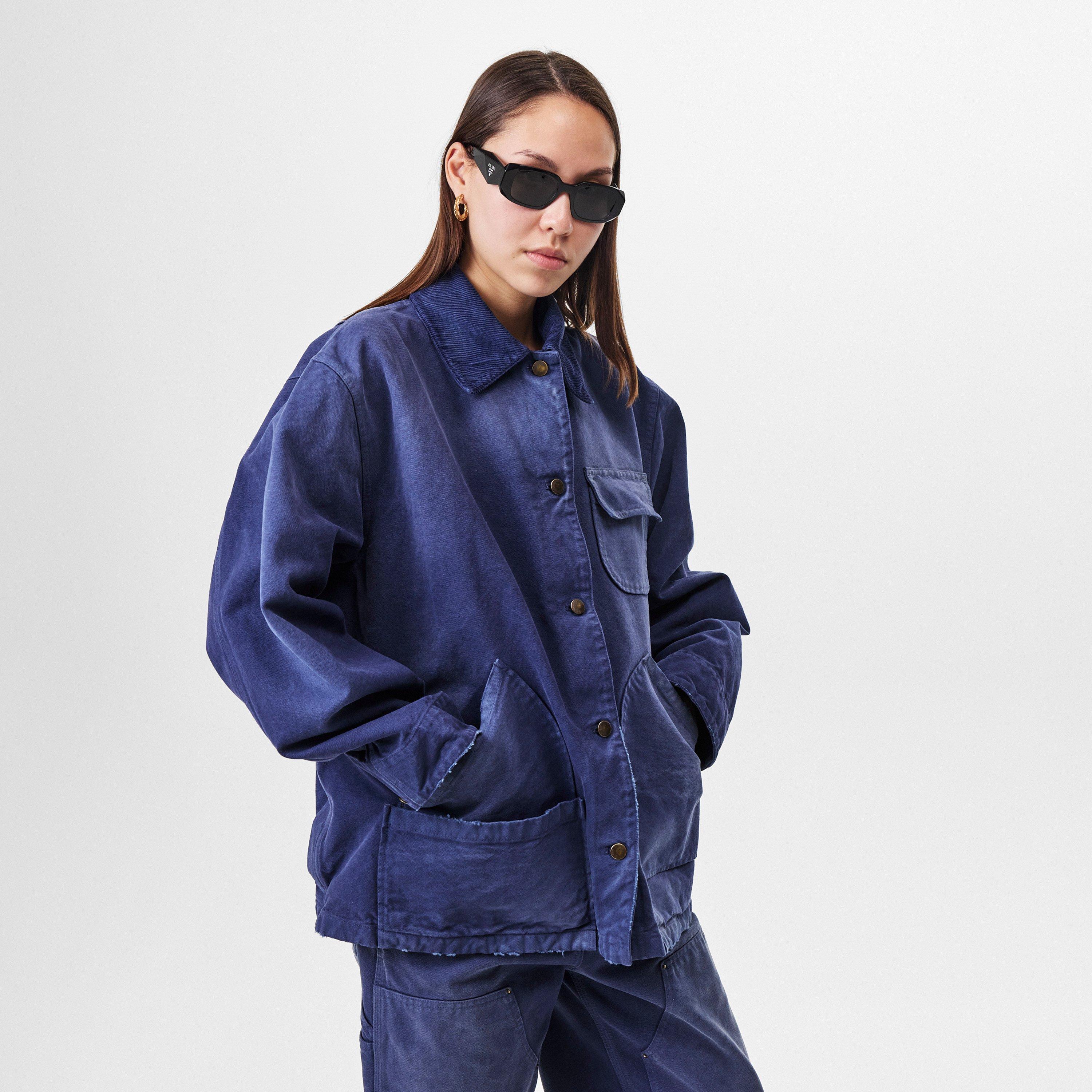 Navy - Prada - Women's Canvas Long Sleeve Washed Finish Denim Jacket - 3