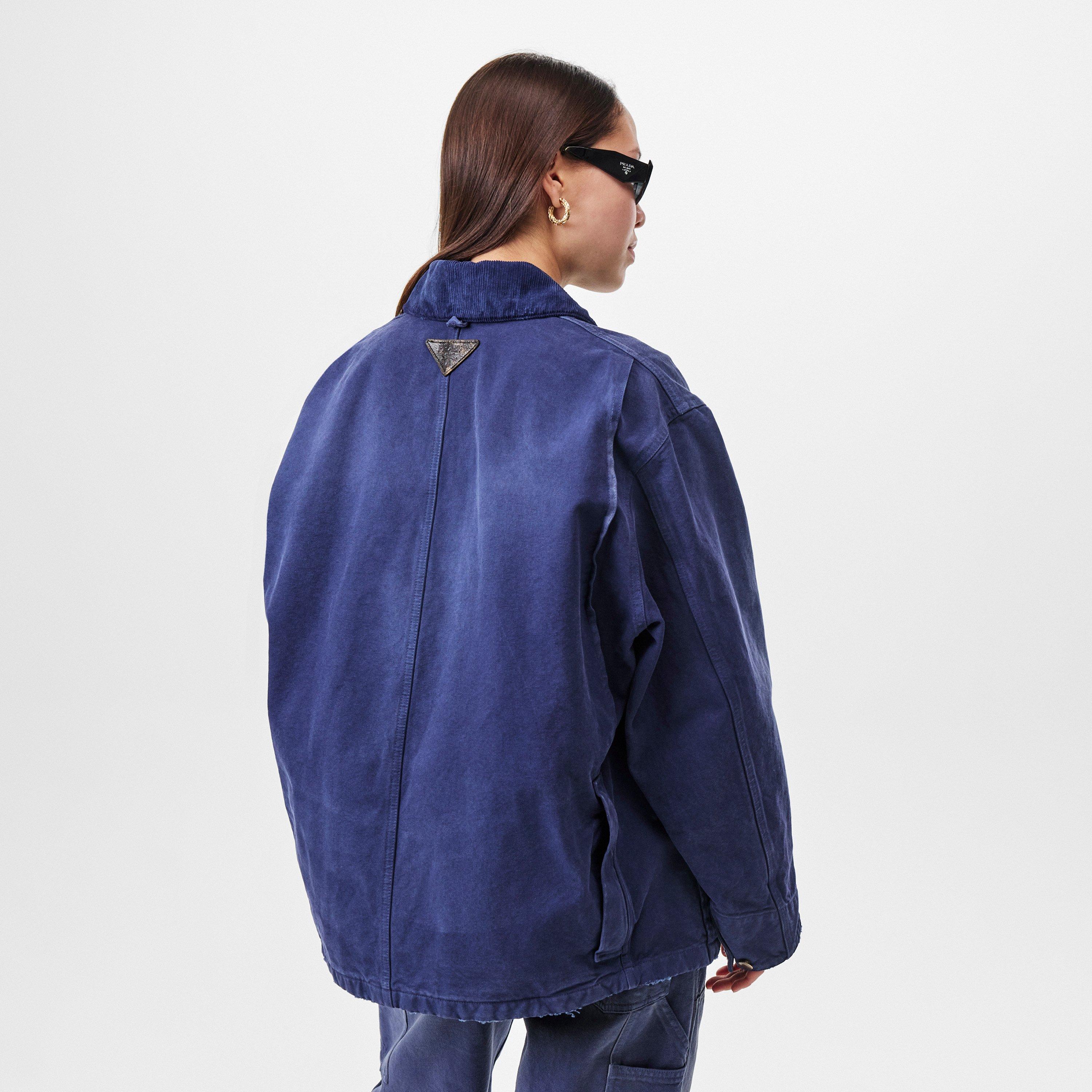 Navy - Prada - Women's Canvas Long Sleeve Washed Finish Denim Jacket - 4