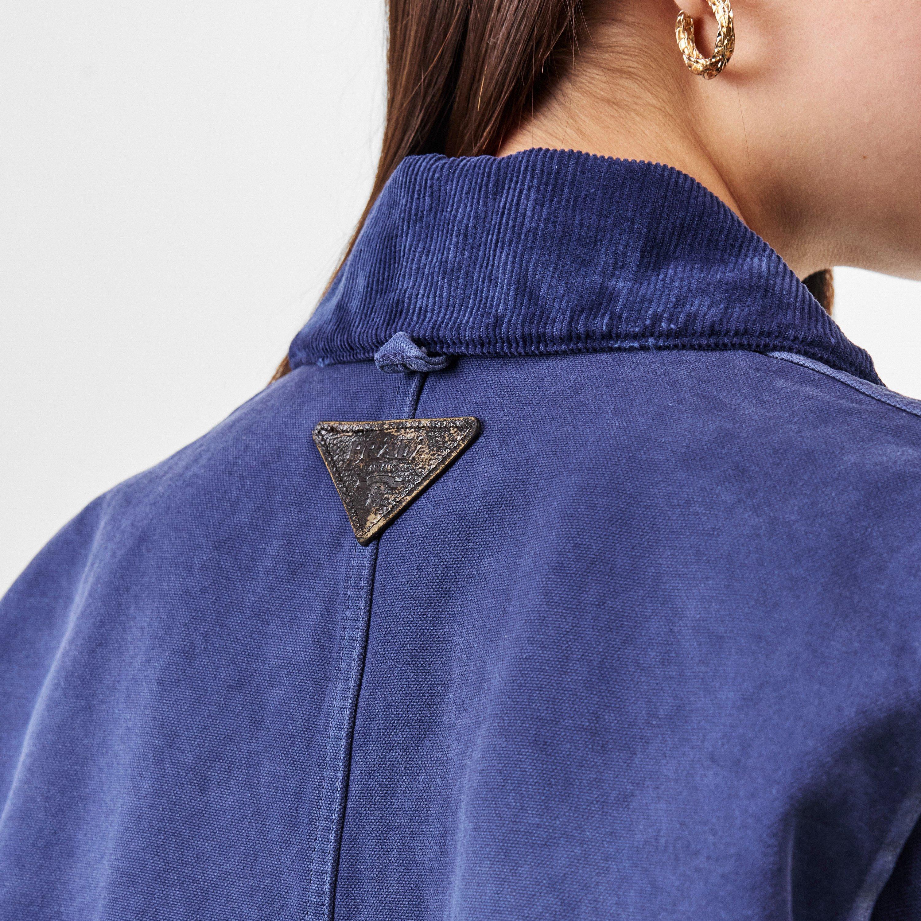 Navy - Prada - Women's Canvas Long Sleeve Washed Finish Denim Jacket - 5