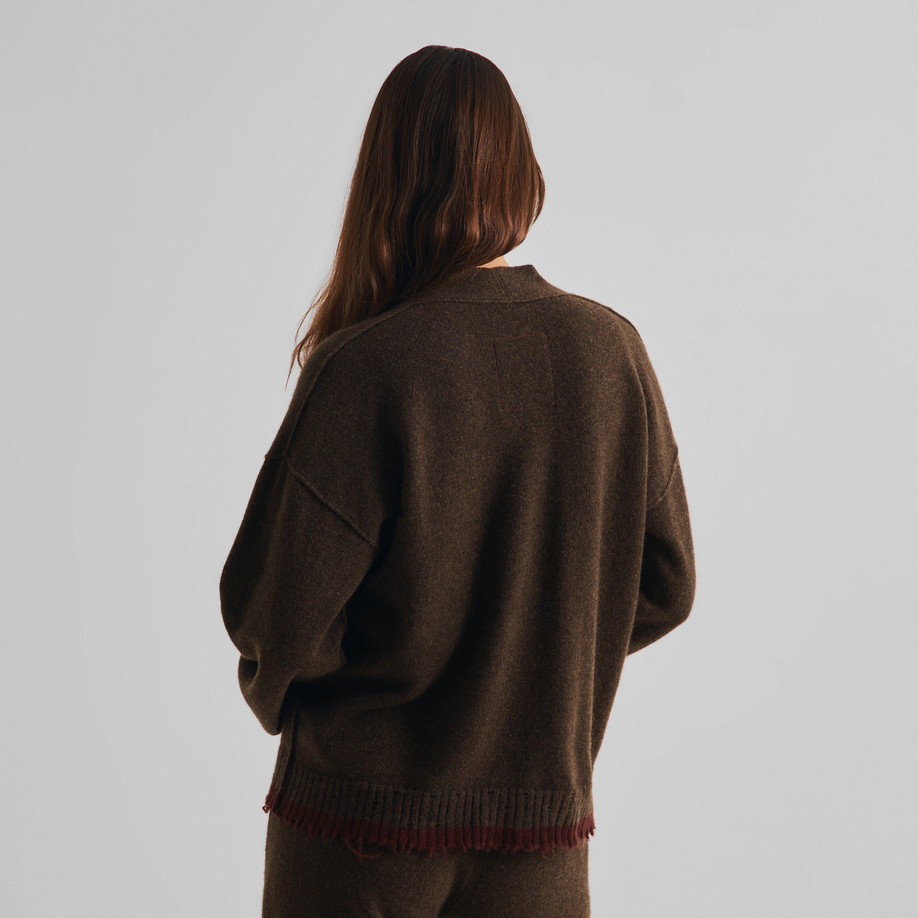 Brown/Red - Uma Wang - Women's Cashmere Oversized-Fit Over Cardigan - 4
