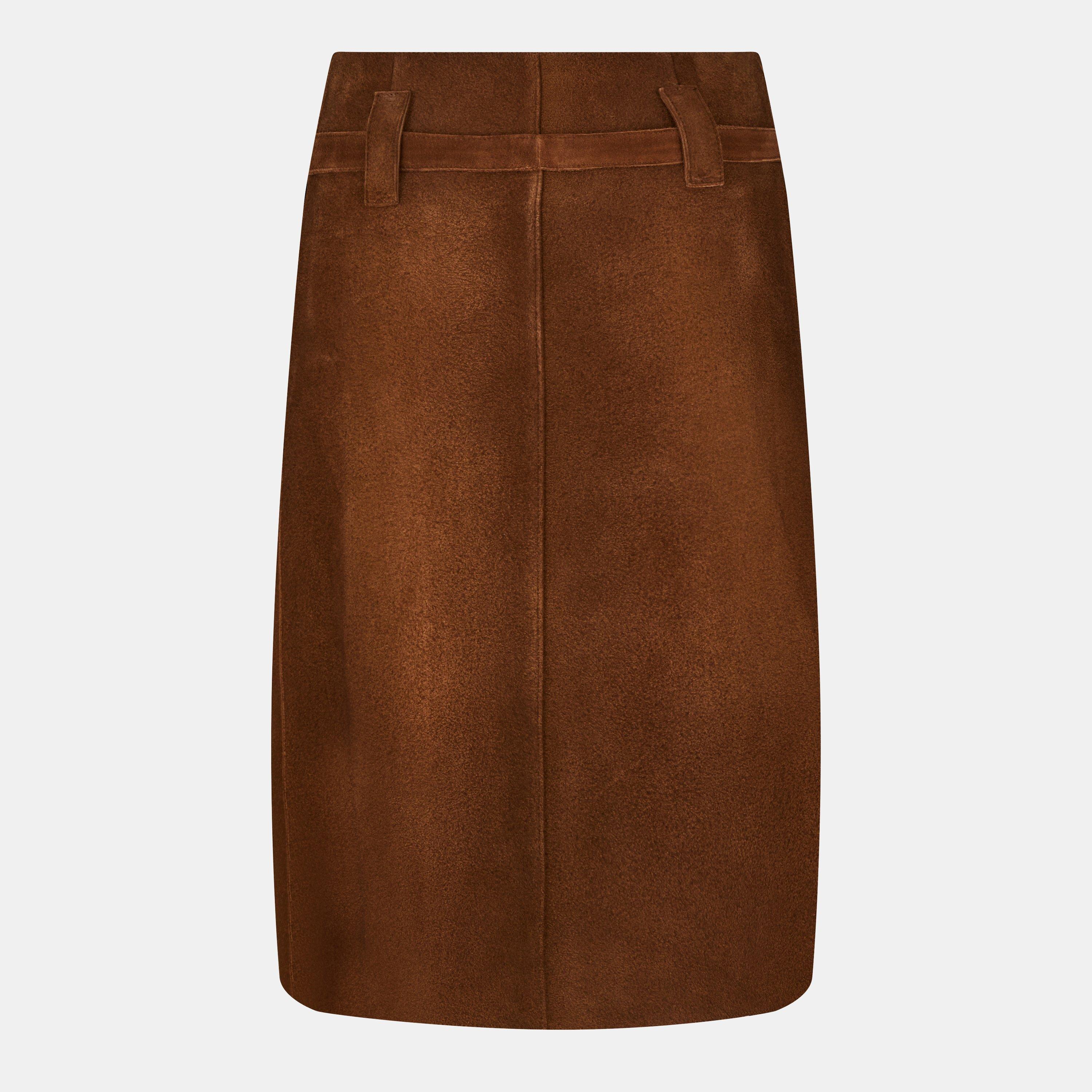 Tabacco - Prada - Suede Midi Skirt - 2