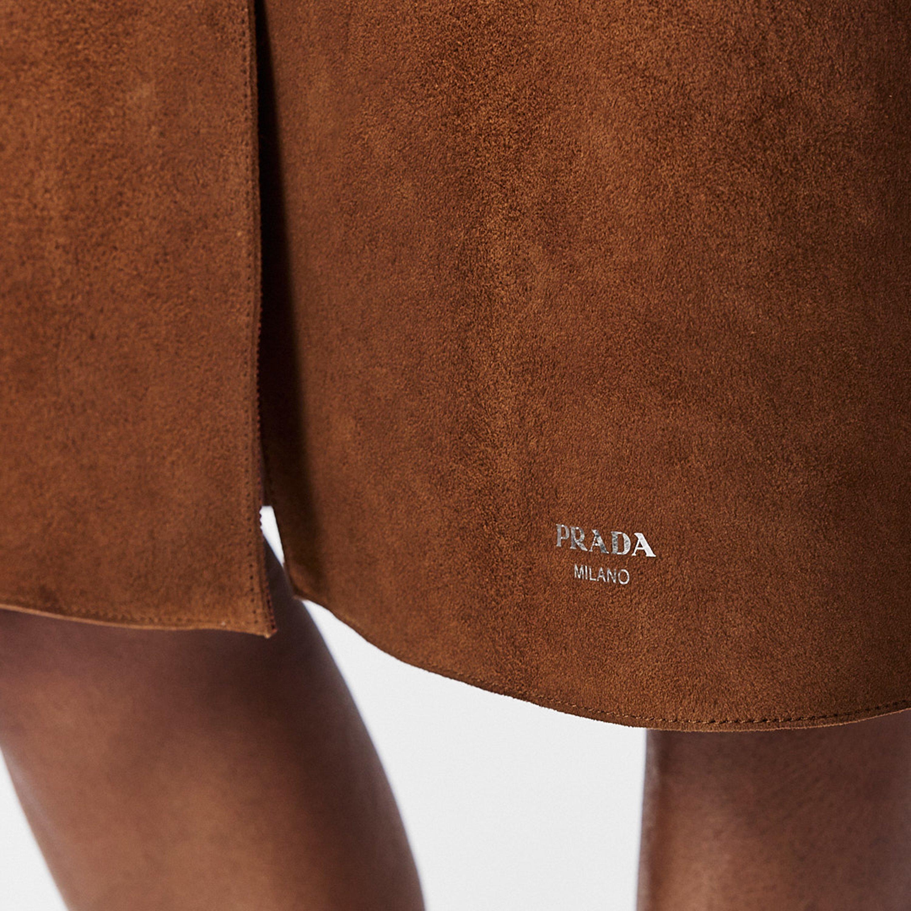 Tabacco - Prada - Suede Midi Skirt - 5