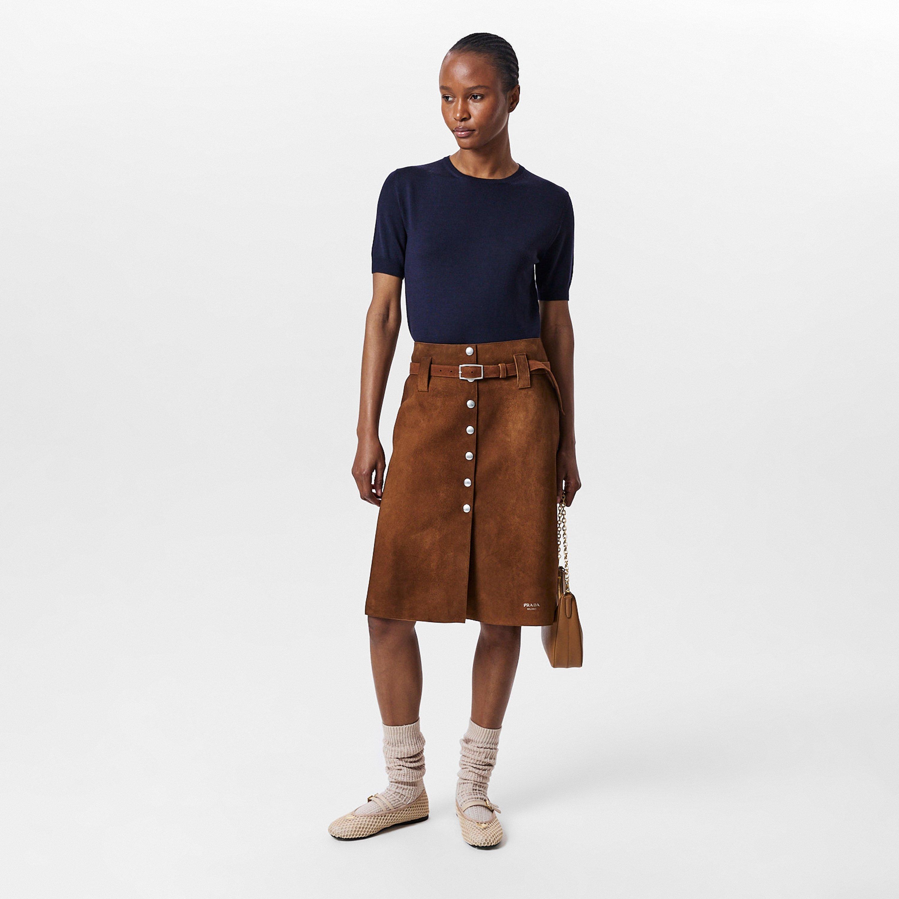 スカート archive PRADA suede skirt beige Prada | Suede Midi Skirt | Cruise Fashion