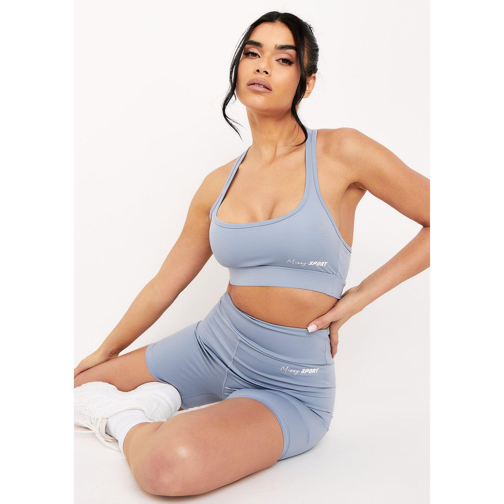Blue - Missy Empire - Missy Sport Back Detail Gym Crop Top