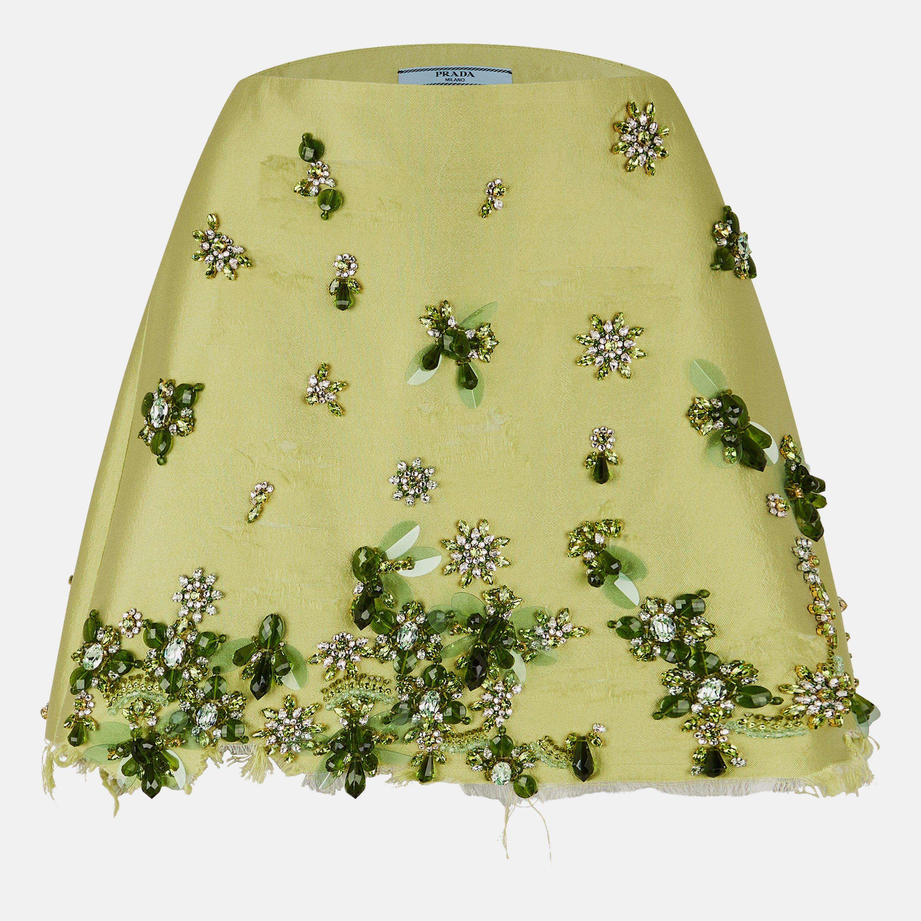 Felce - Prada - Embellished Silk Mini Skirt - 1