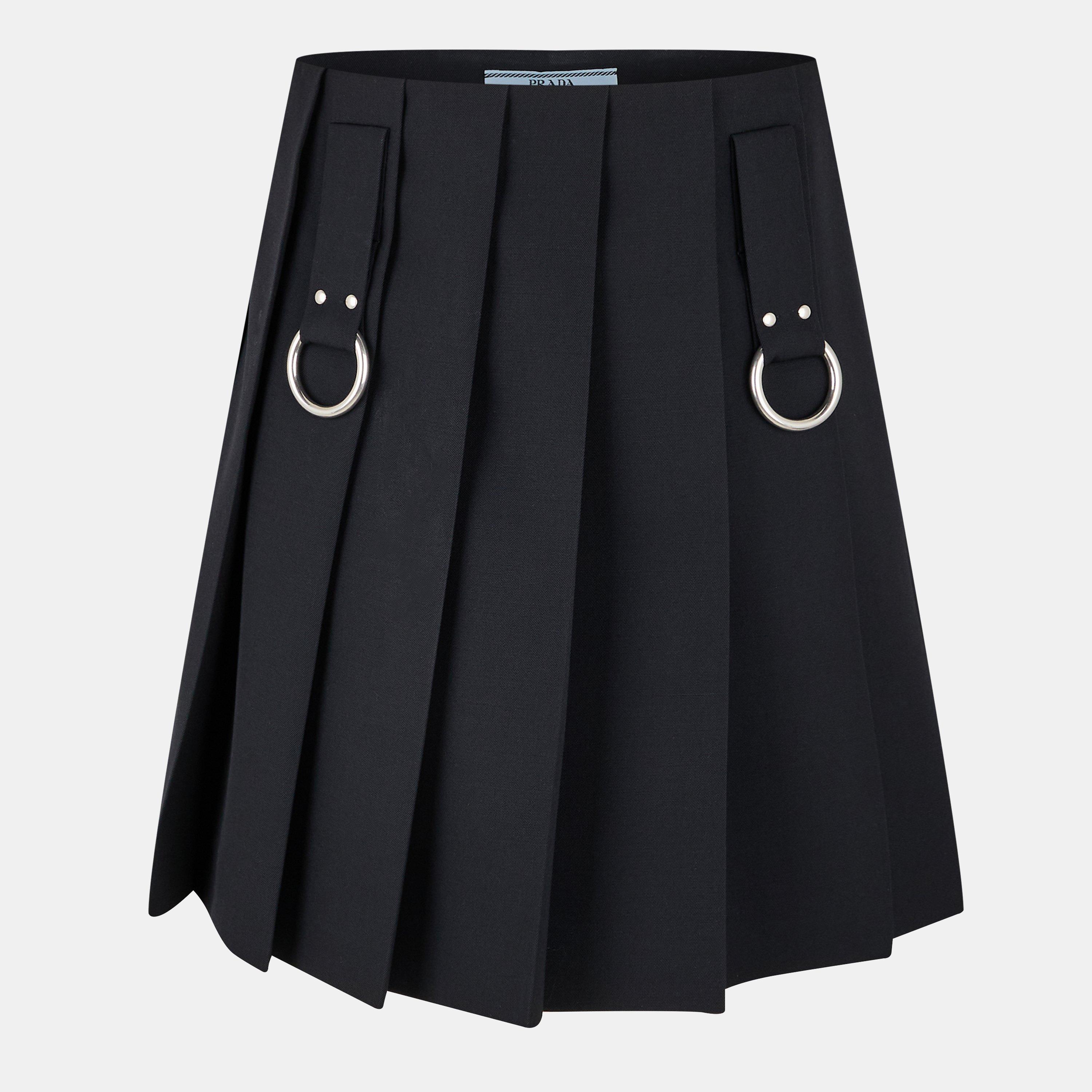 Bleu - Prada - Pleated Gabardine Mini Skirt - 1