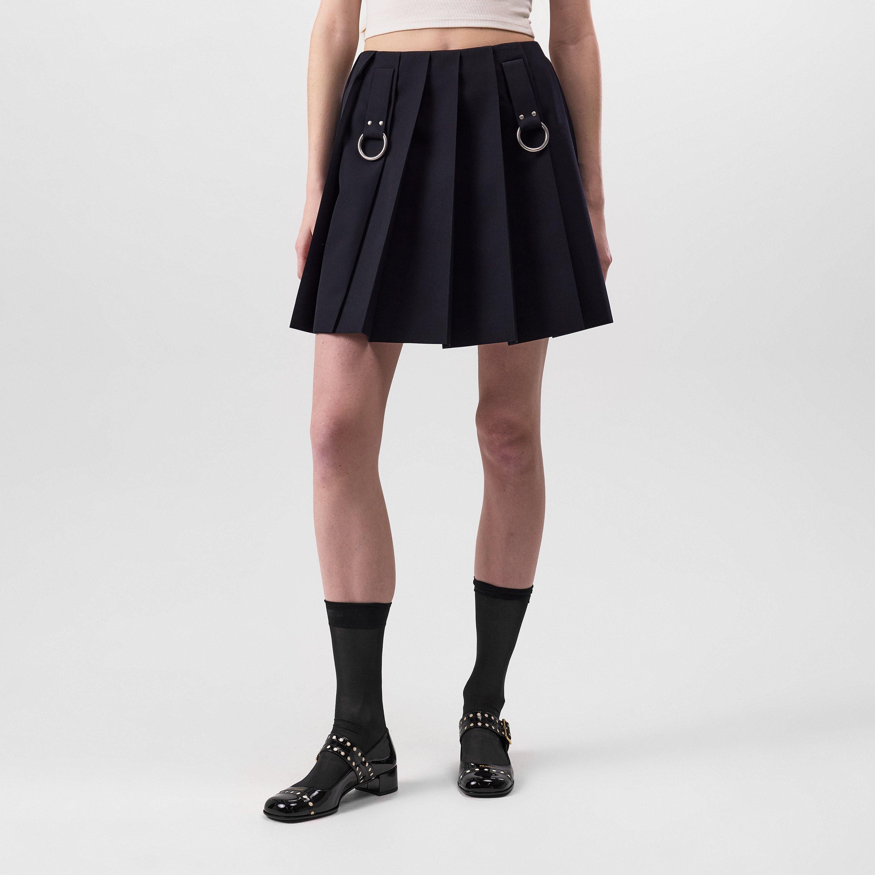Bleu - Prada - Pleated Gabardine Mini Skirt - 3