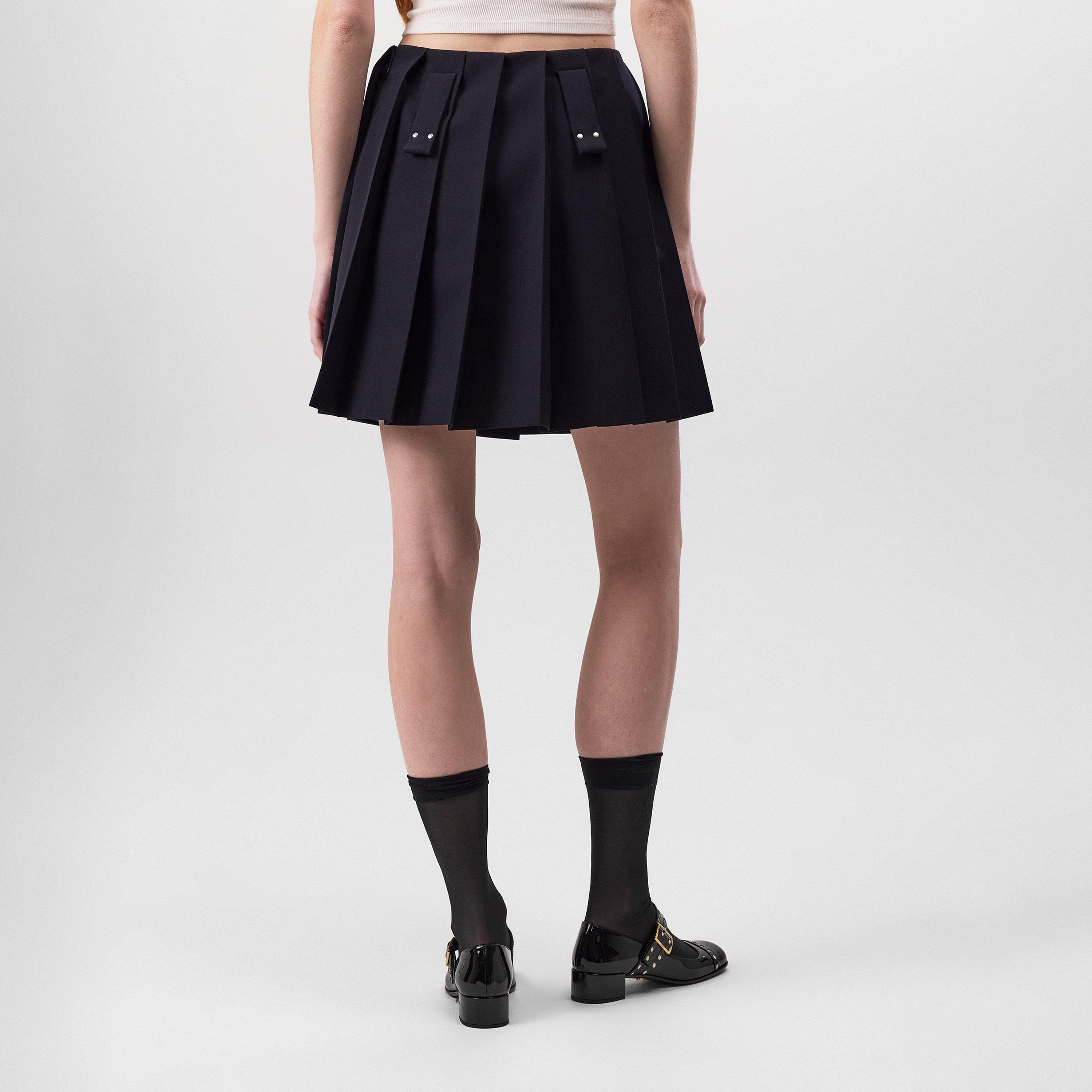 Bleu - Prada - Pleated Gabardine Mini Skirt - 4