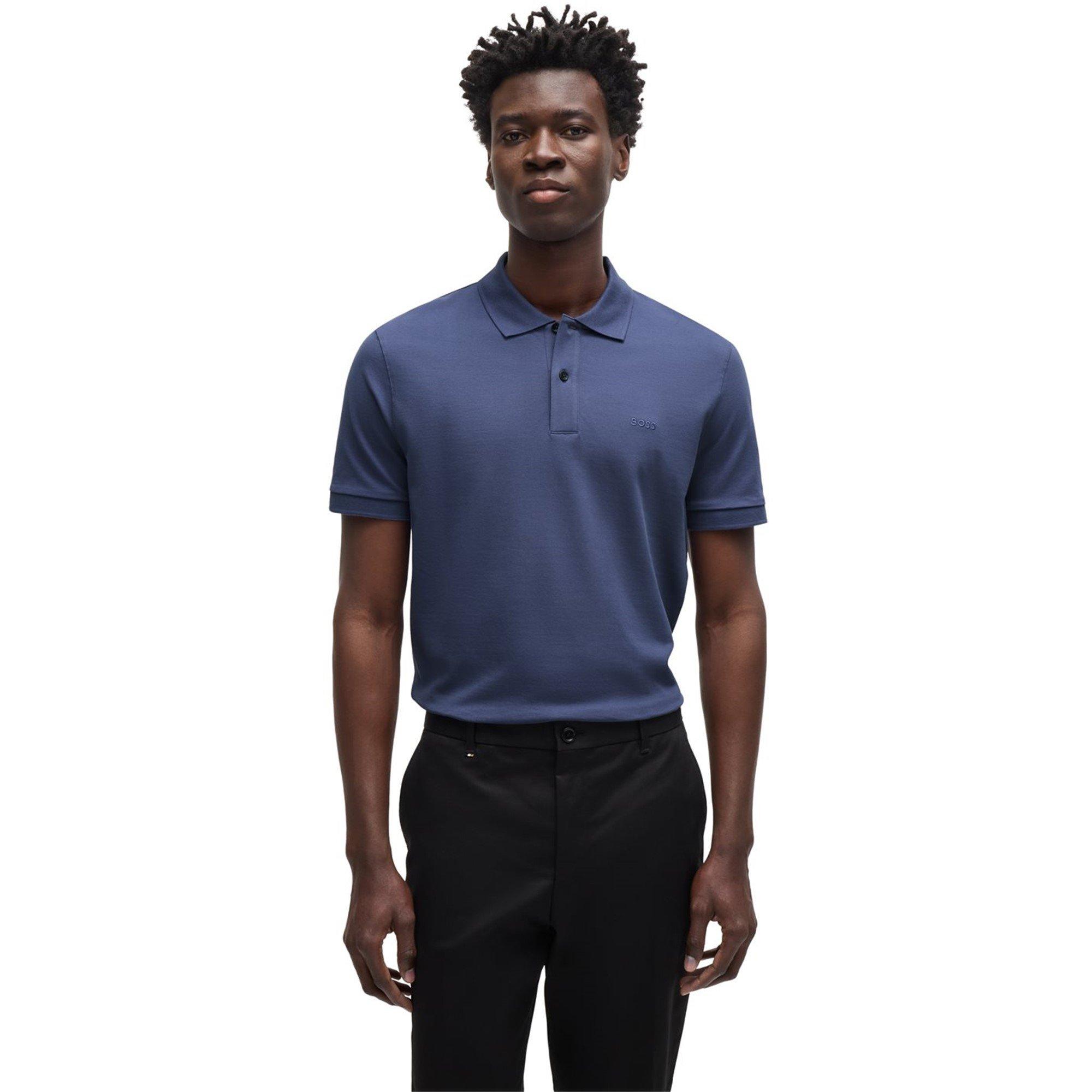 Navy - Boss - Men's Pallas Cotton Short Sleeve Polo Shirt - 1
