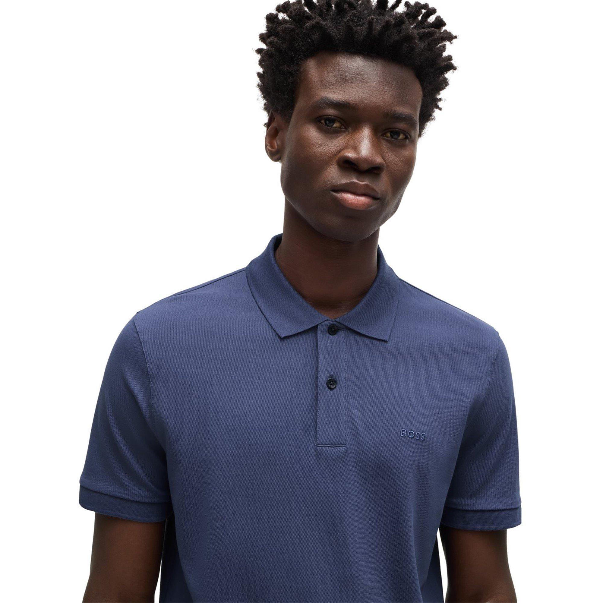 Navy - Boss - Men's Pallas Polo Shirt, Folded Collar - 4