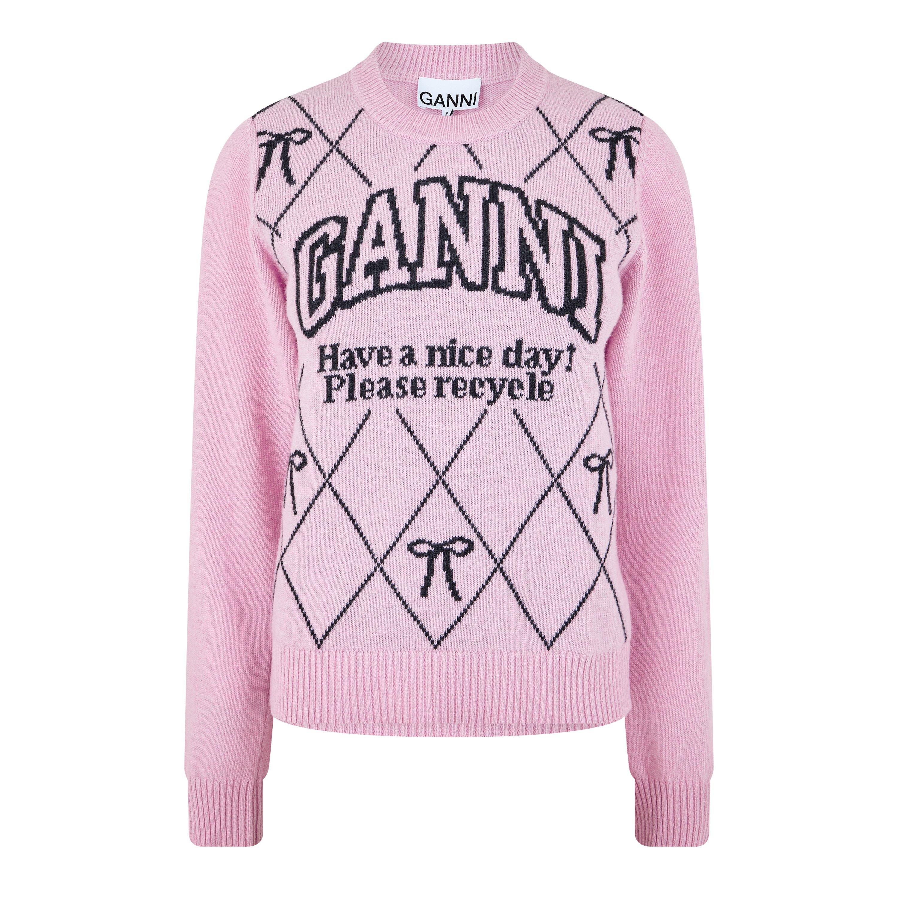 Mauve Chalk - Ganni - Graphic Bow Jumper - 5