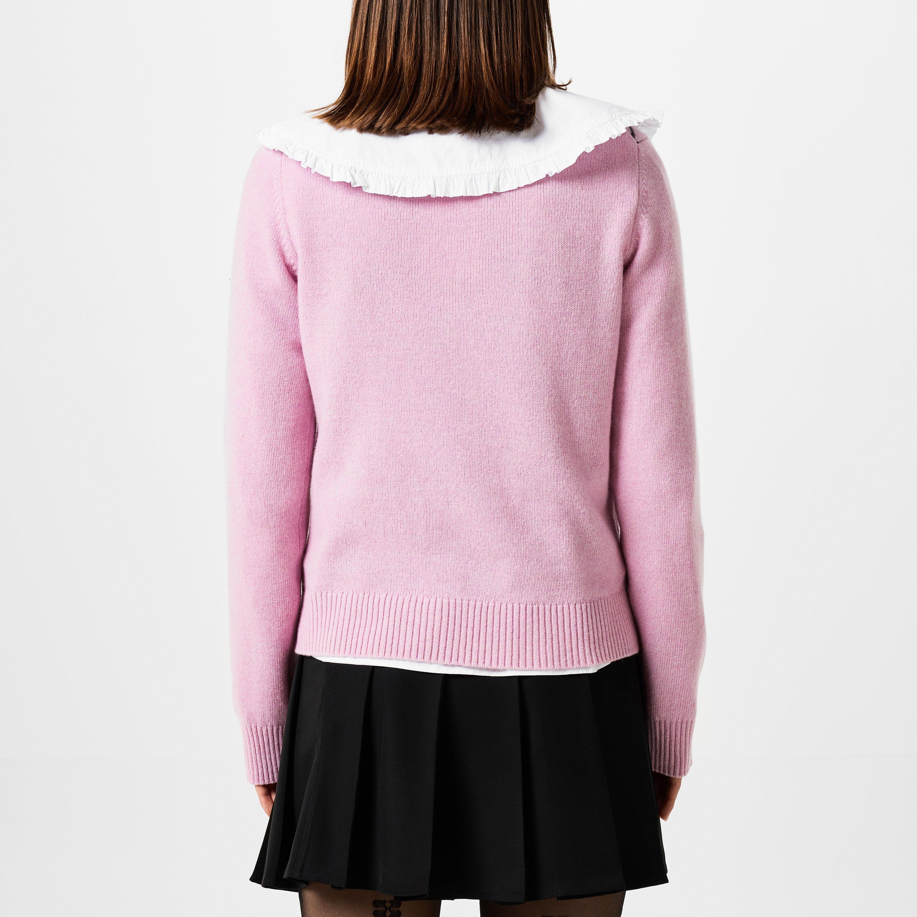 Mauve Chalk - Ganni - Graphic Bow Jumper - 3
