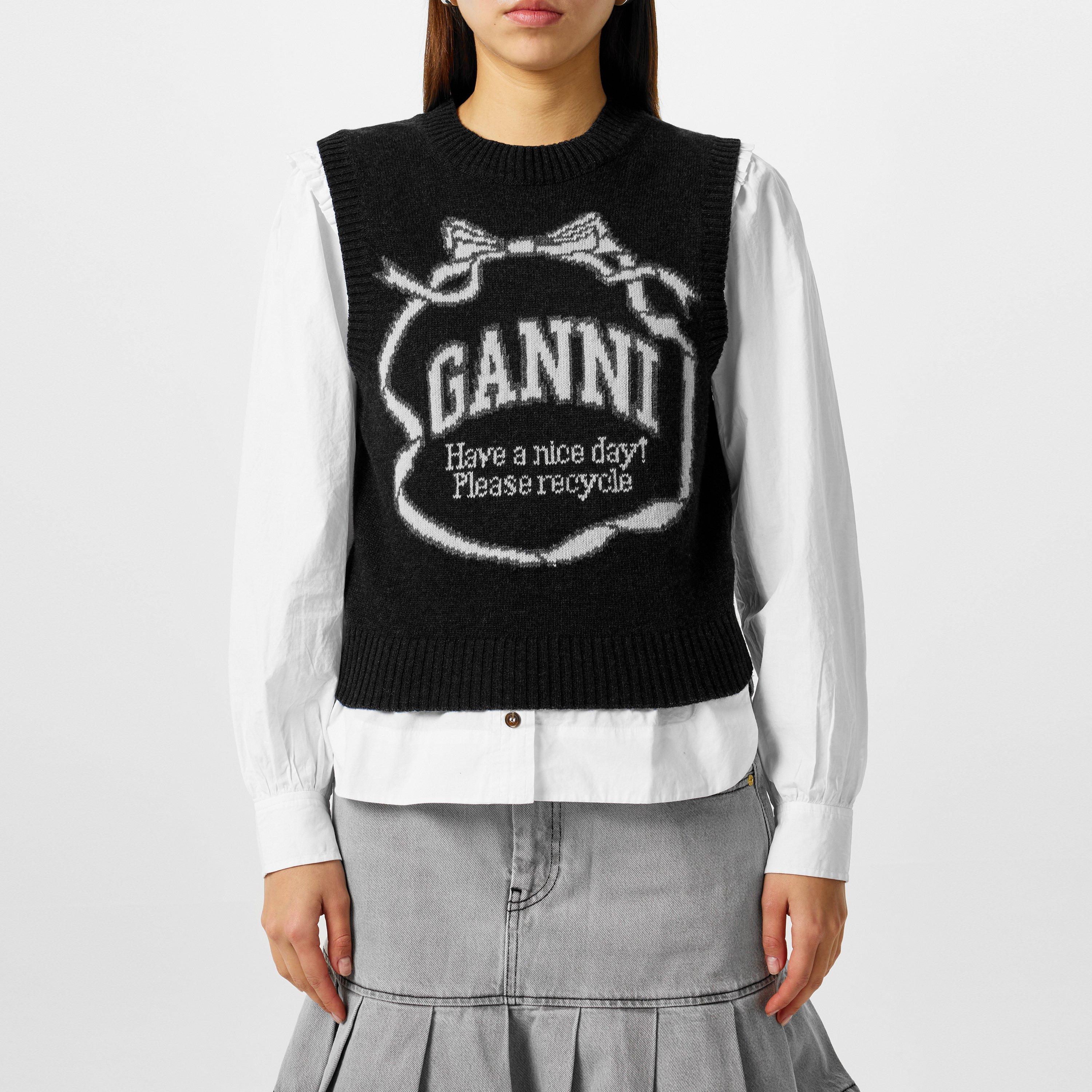 【美品】 GANNI ラメ ロゴ graphicwool mix vest Graphic Wool Mix Flowers Vest by GANNI | Rent the Runway 【美品
