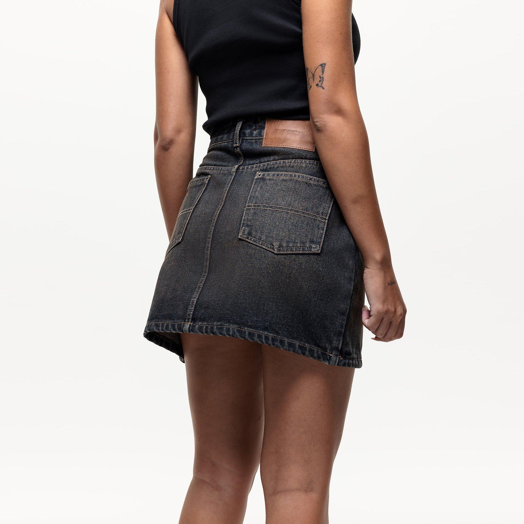 Preto - Good For Nothing - Womens Carpenter Mini Denim Skirt - 3