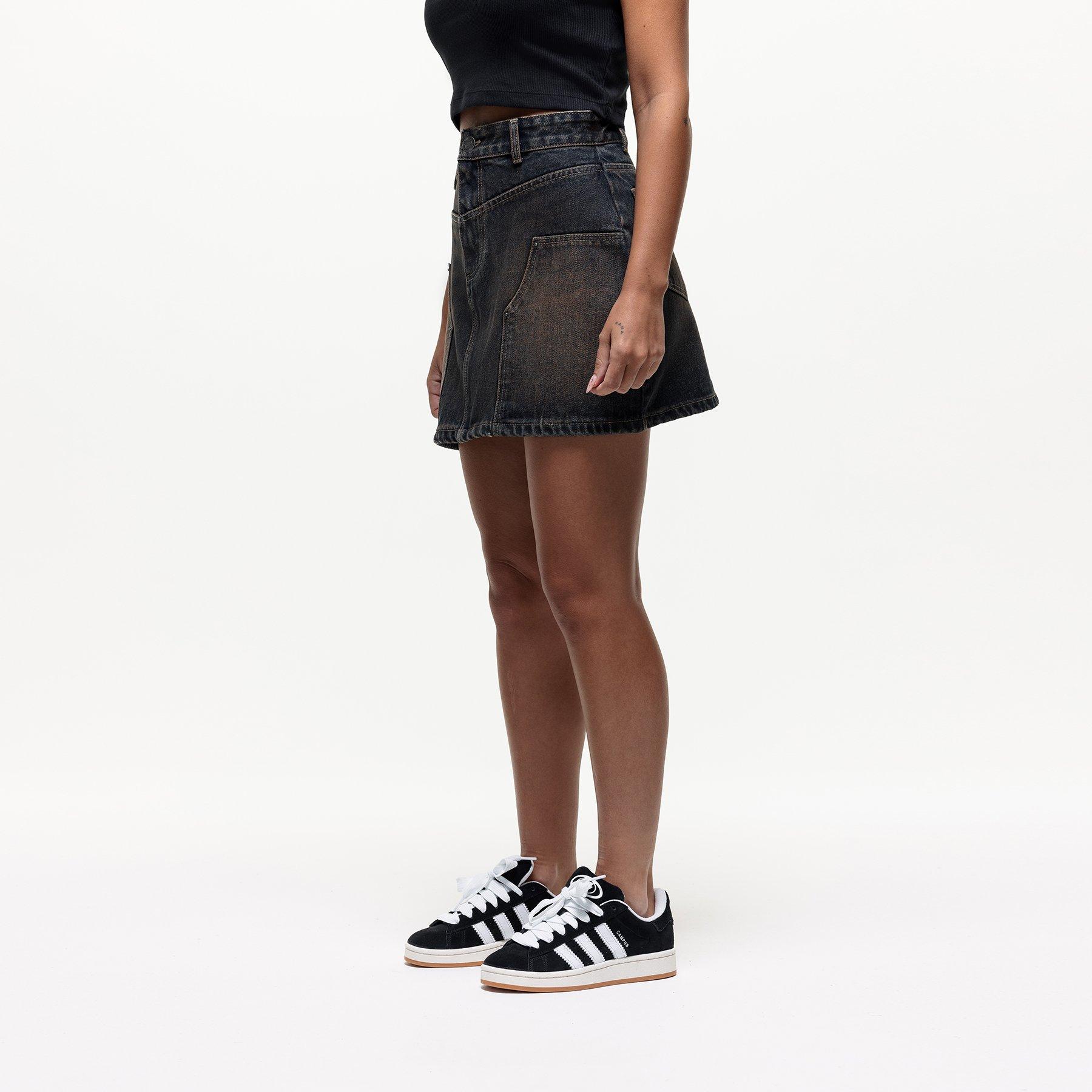 Preto - Good For Nothing - Womens Carpenter Mini Denim Skirt - 6