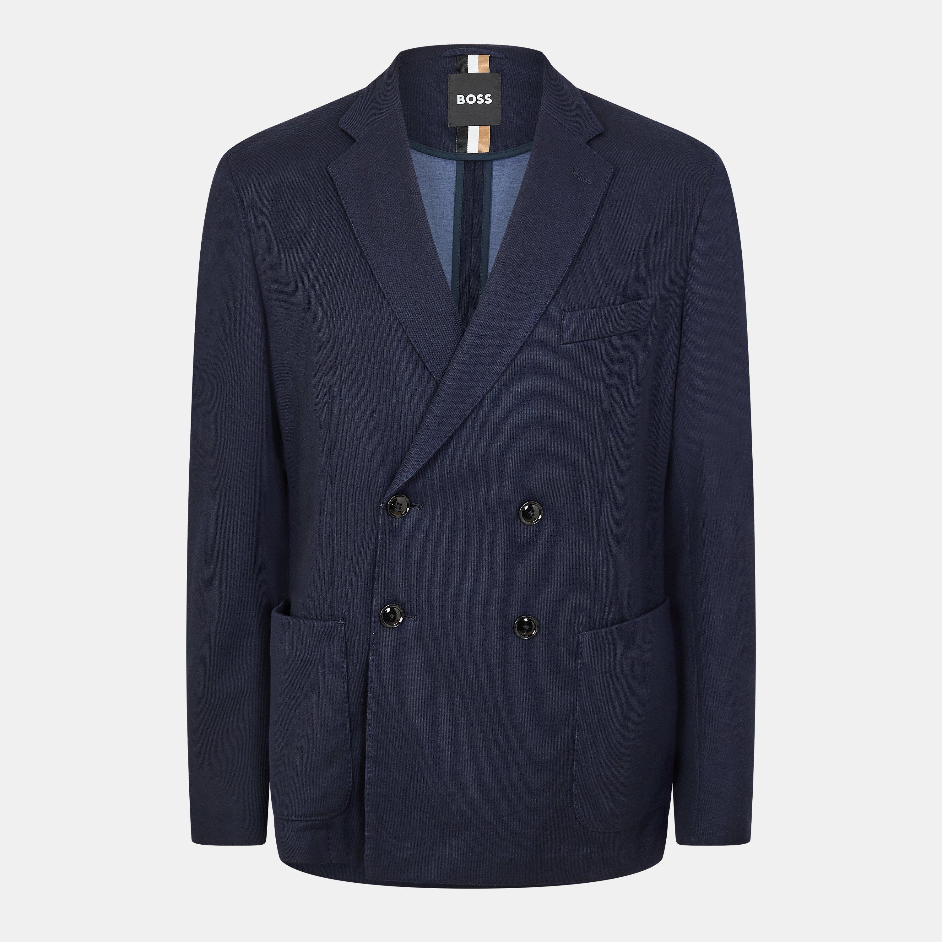 Boss Men's Hanry Double-Breasted Tailored Fit Formal Jacket - Dark Blue - 44 (54)