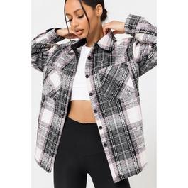 Good For Nothing Wool Blend Check Overshirt Grey