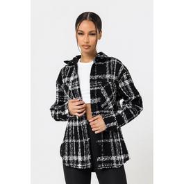 Good For Nothing Wool Blend Check Overshirt Grey