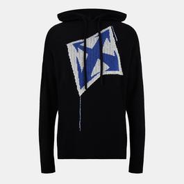 Off White Men's  Chunky Knitted Hooded Design Hoodie