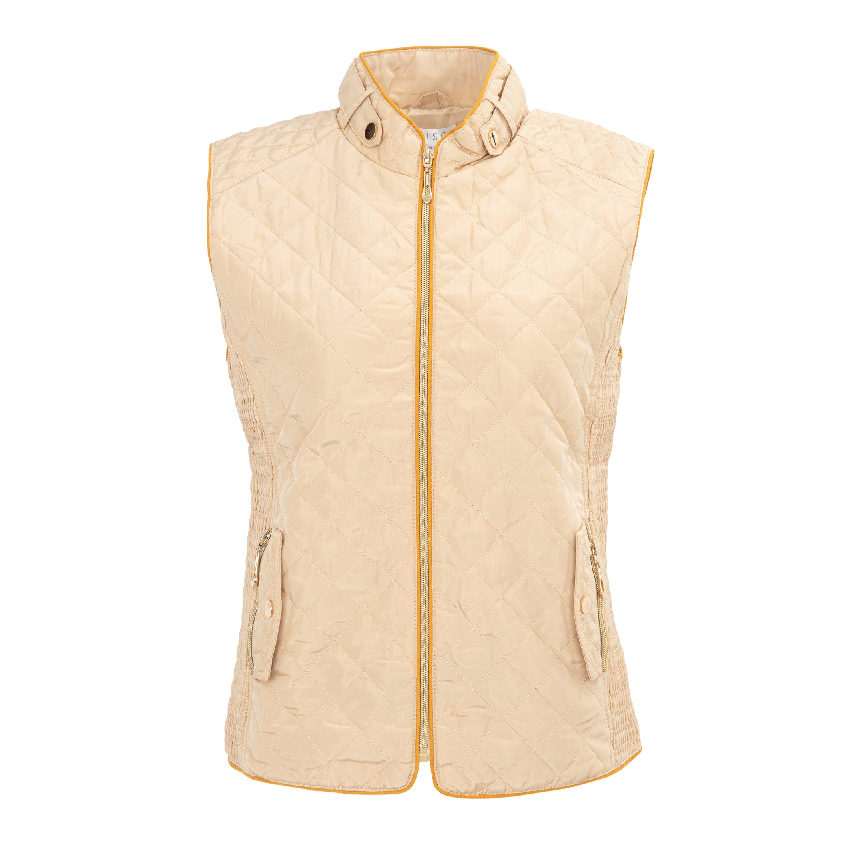 Miso Women's Stand Collar Full Zip Hip Length Gilet - Beige - 8 (XS)