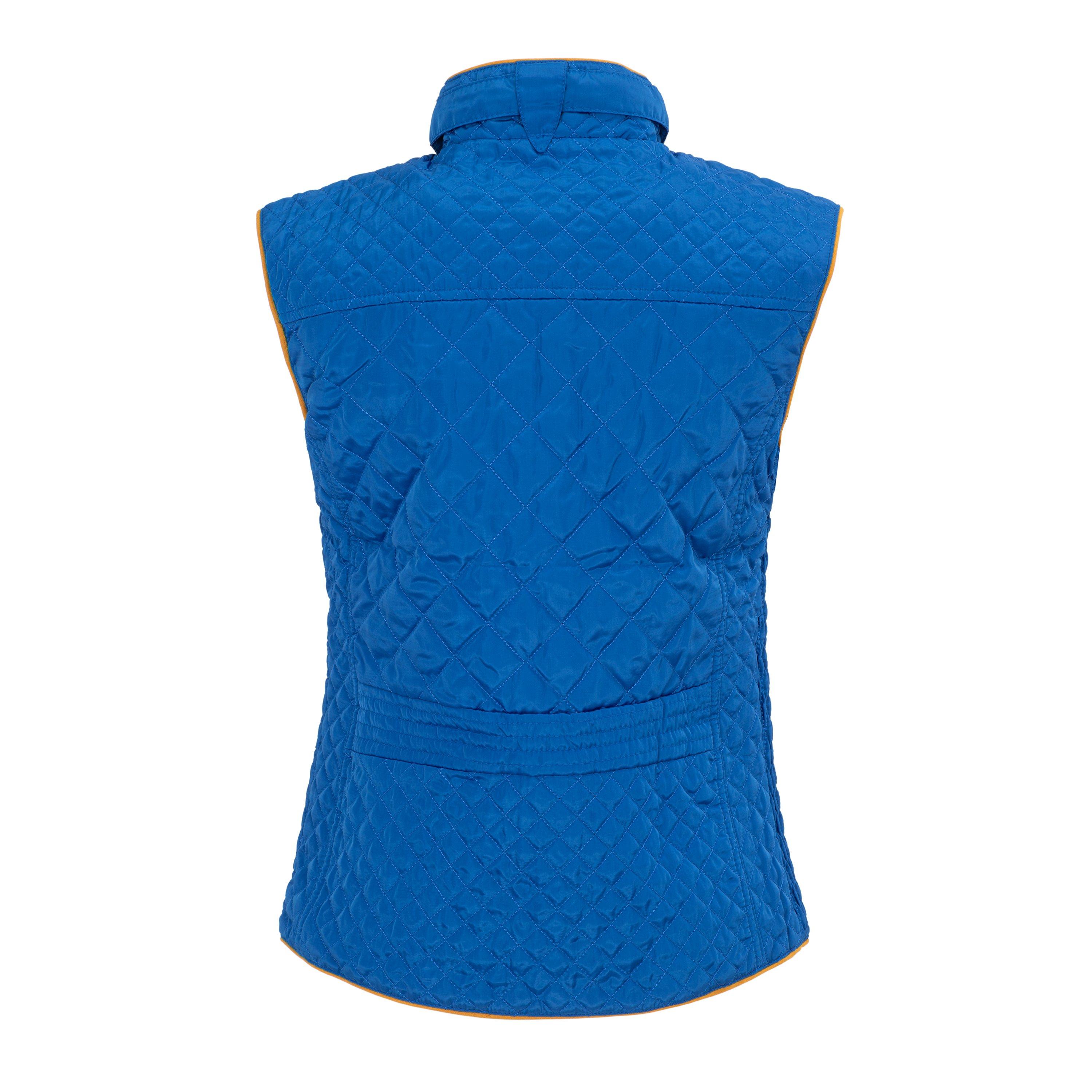 Blue - Miso - Women's Stand Collar Full Zip Hip Length Gilet - 2