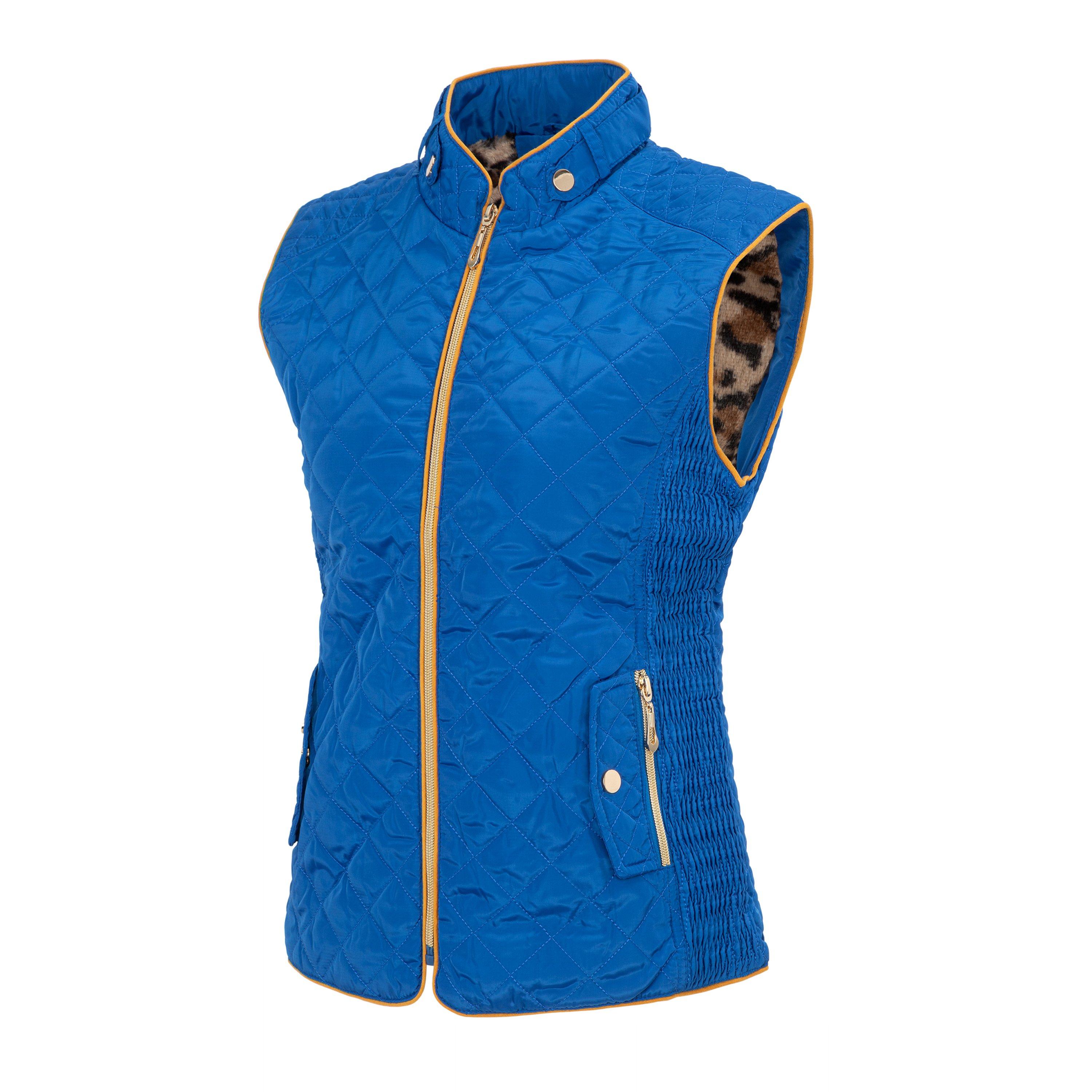 Blue - Miso - Women's Stand Collar Full Zip Hip Length Gilet - 3