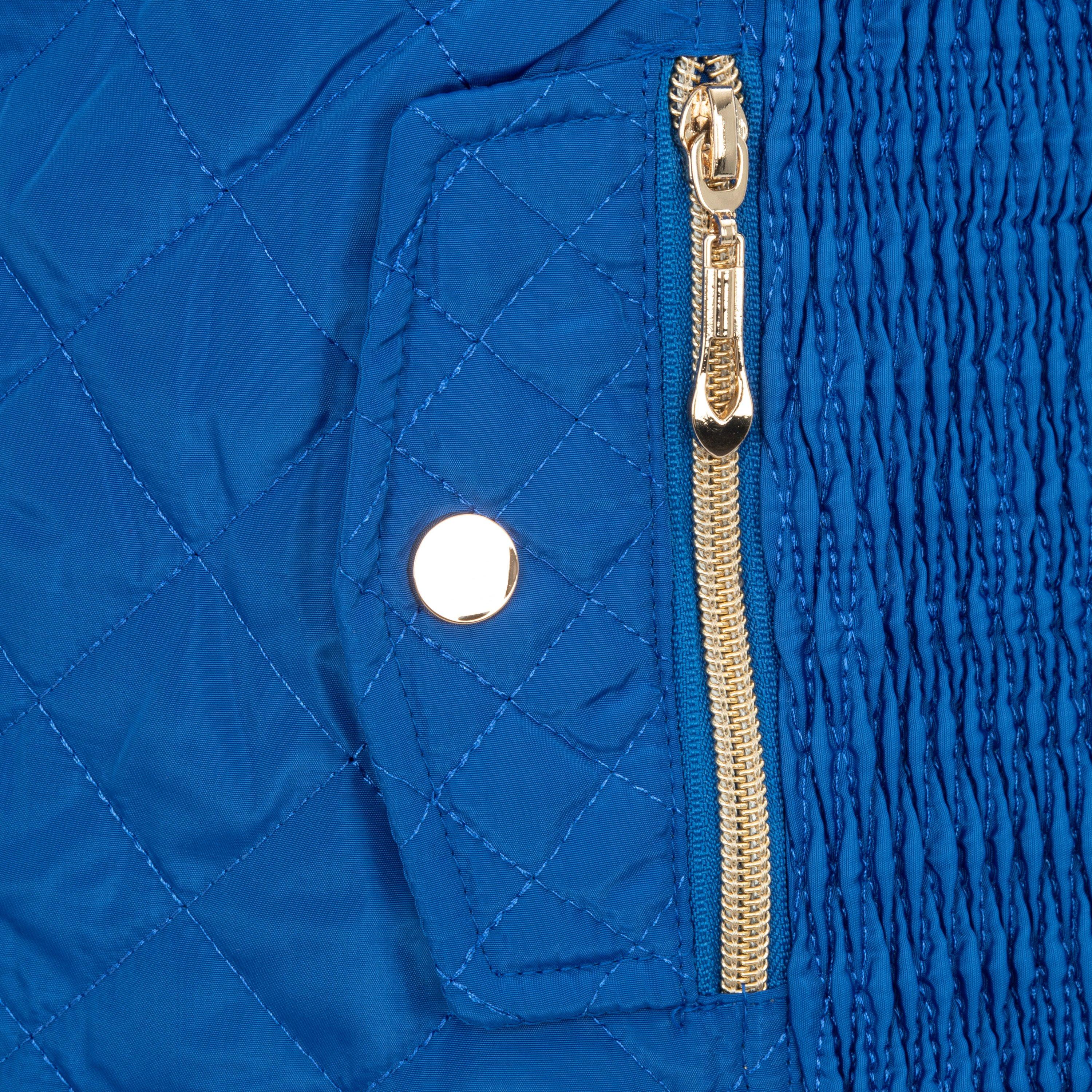 Blue - Miso - Women's Stand Collar Full Zip Hip Length Gilet - 4