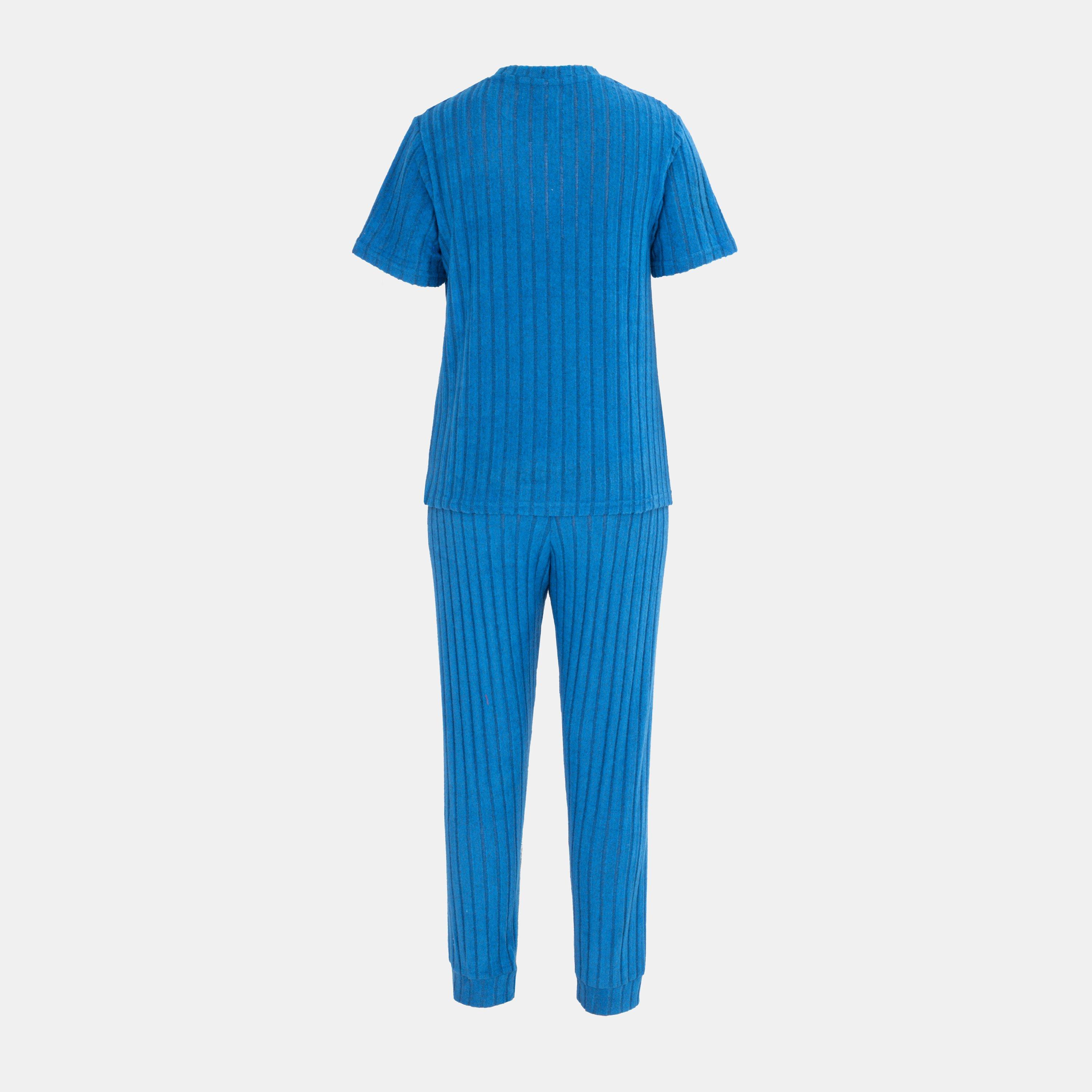 Blue - Miso - Short Sleeve Pajamas Set Ladies - 2