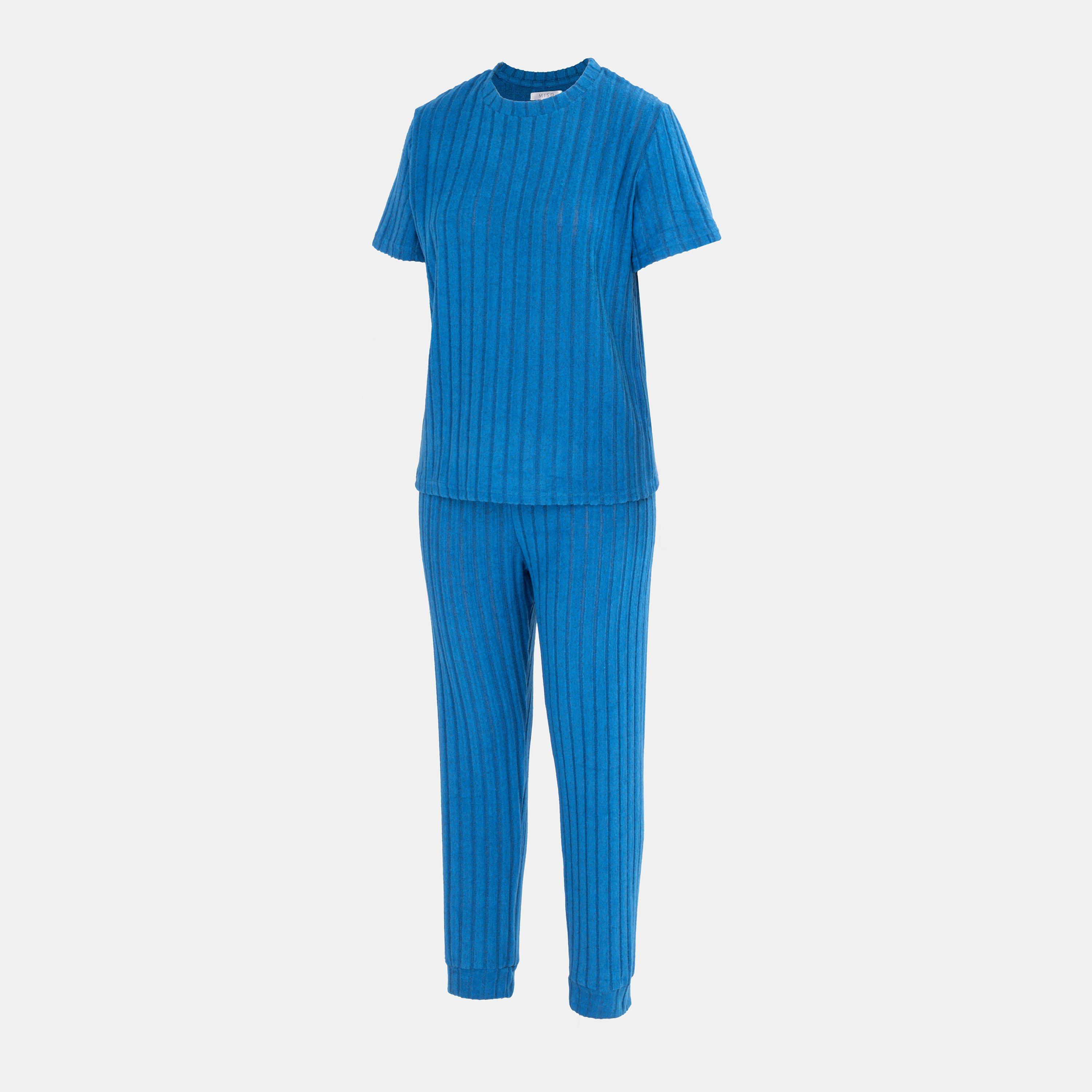 Blue - Miso - Short Sleeve Pajamas Set Ladies - 3