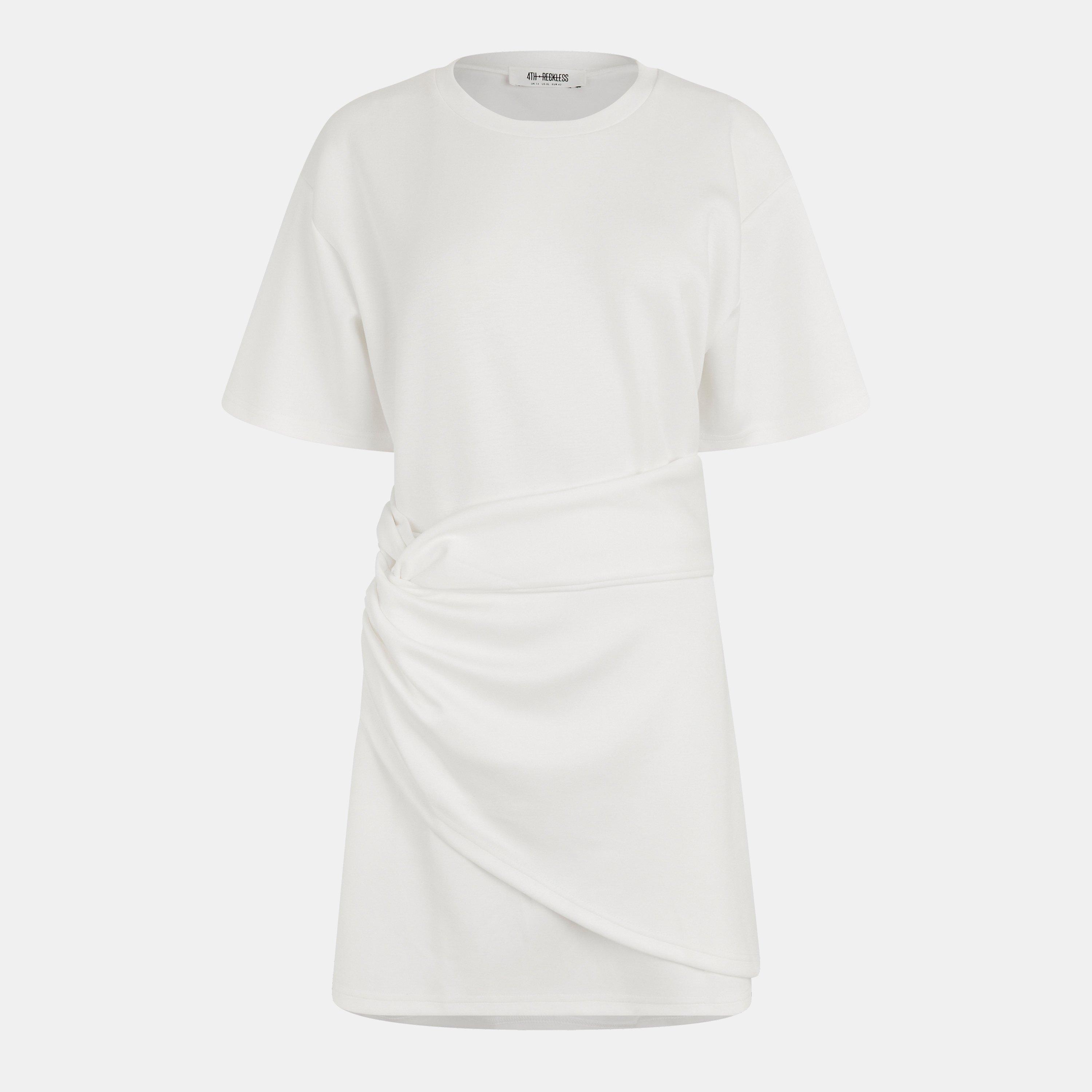 WHITE - 4th and Reckless - Women's Ruched Mini Cut Out Dress - 1