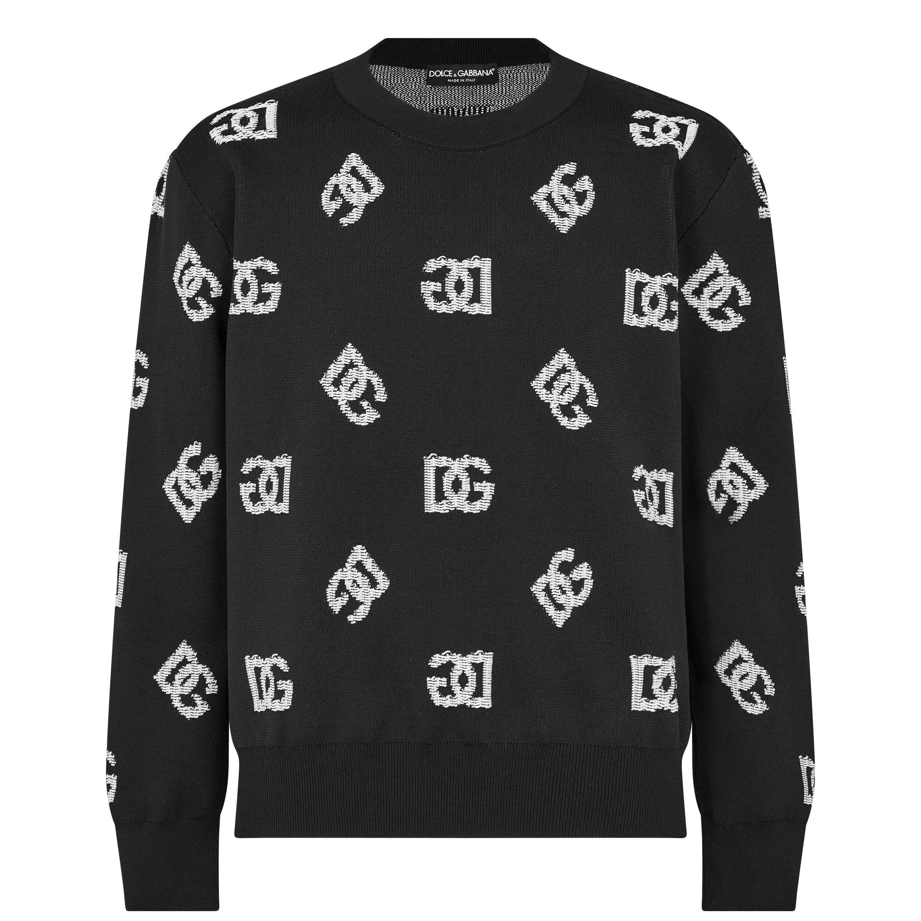 Blk/Wht S9000 - Dolce and Gabbana - Technical Jacquard Dg Sweater - 1