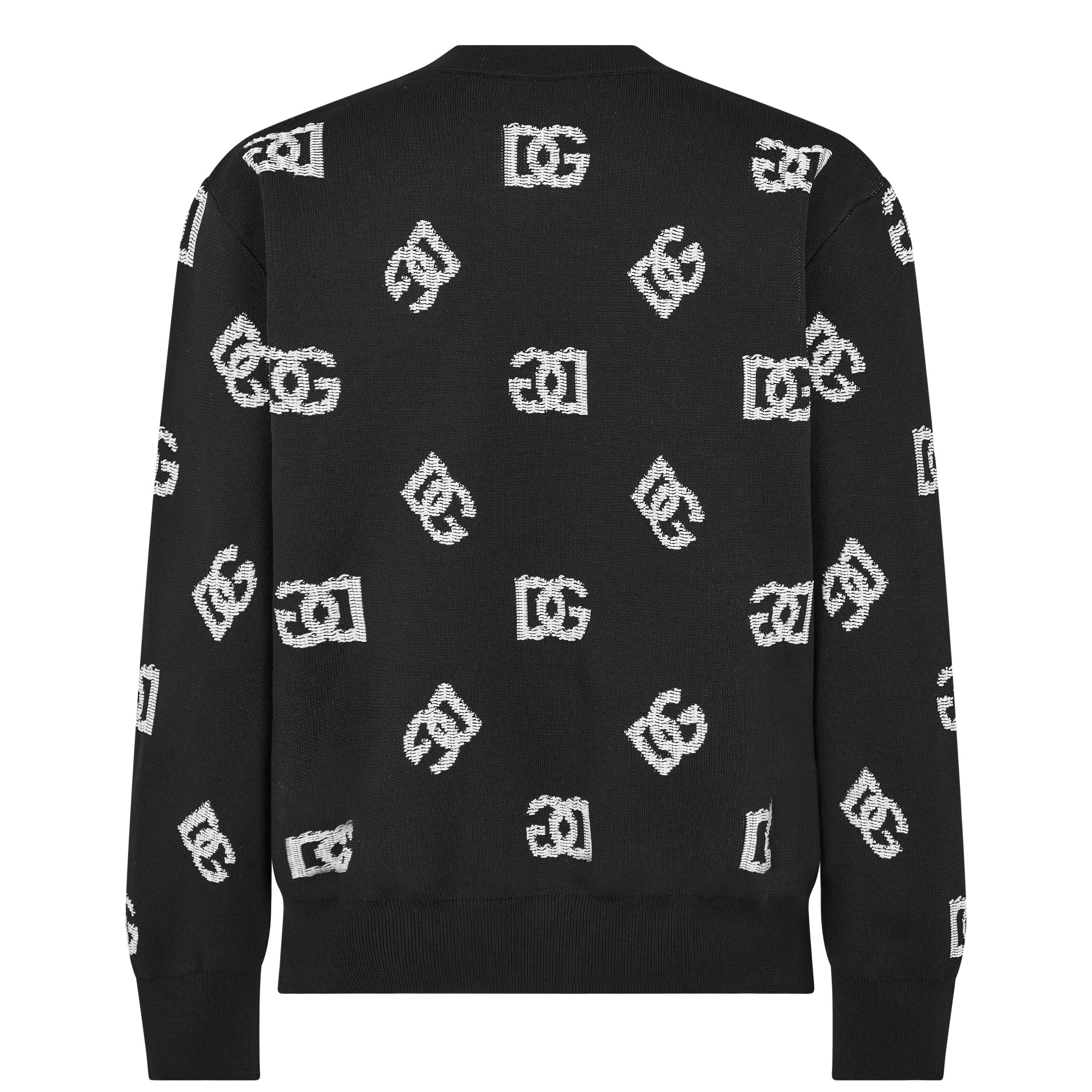 DOLCE&GABBANA 黒と白のフード付きセーター DOLCE & GABBANA Sweater #dgfamily Black Cotton Hooded IT46