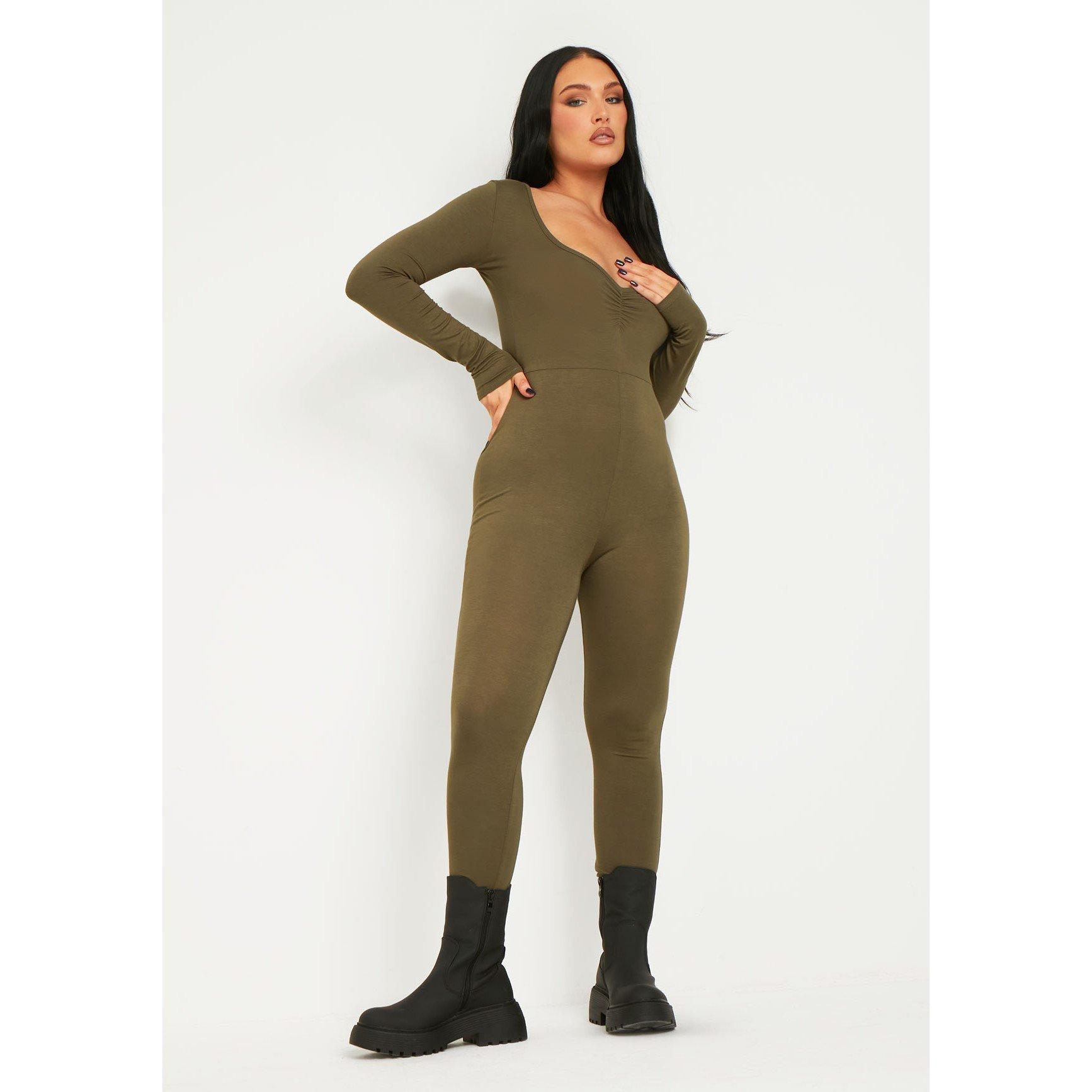 Missy Empire Women's Wide Neck Jumpsuit - Khaki - 6 (2XS)
