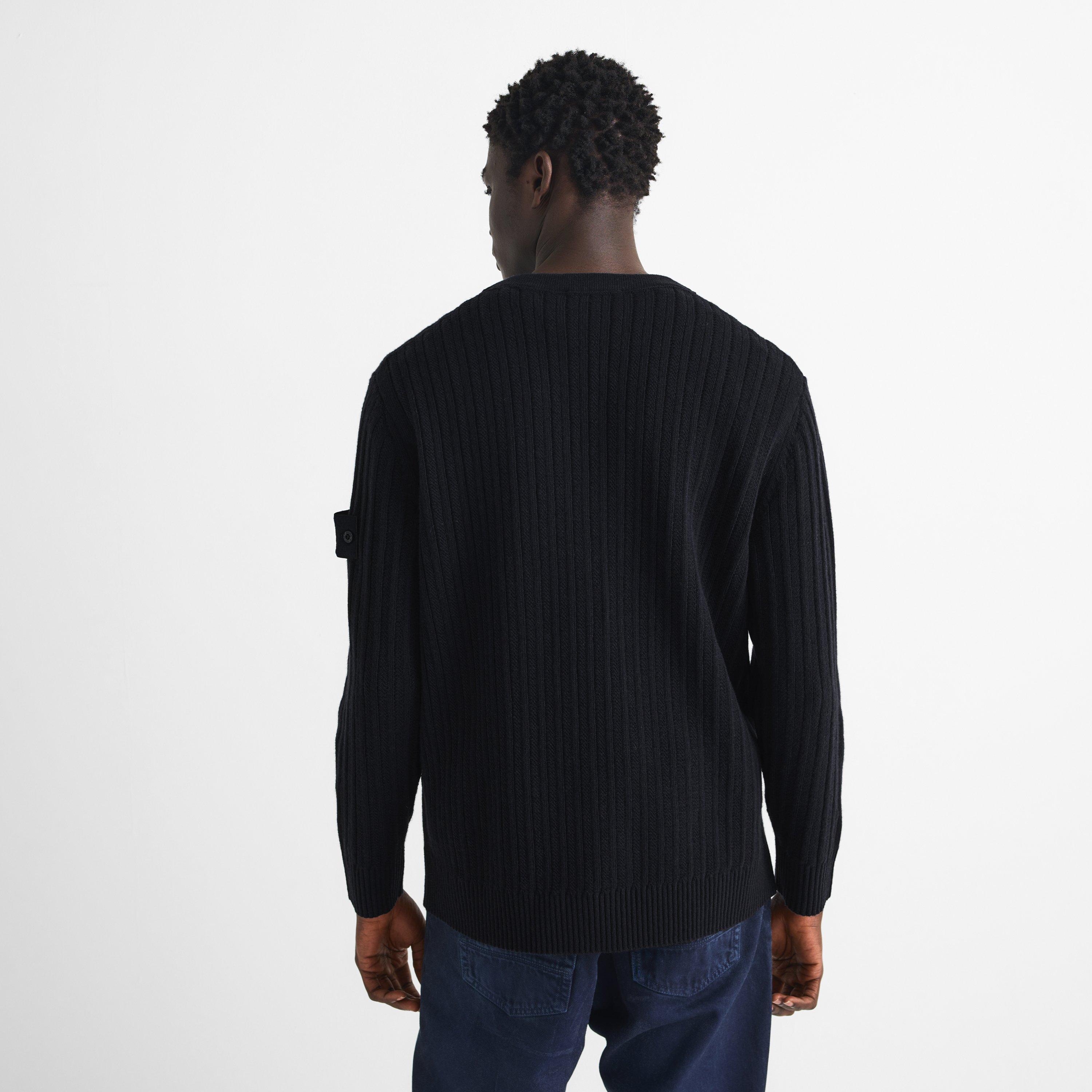 Navy V0020 - Stone Island - Men's GH Rib Crew Wool Jumper - 4