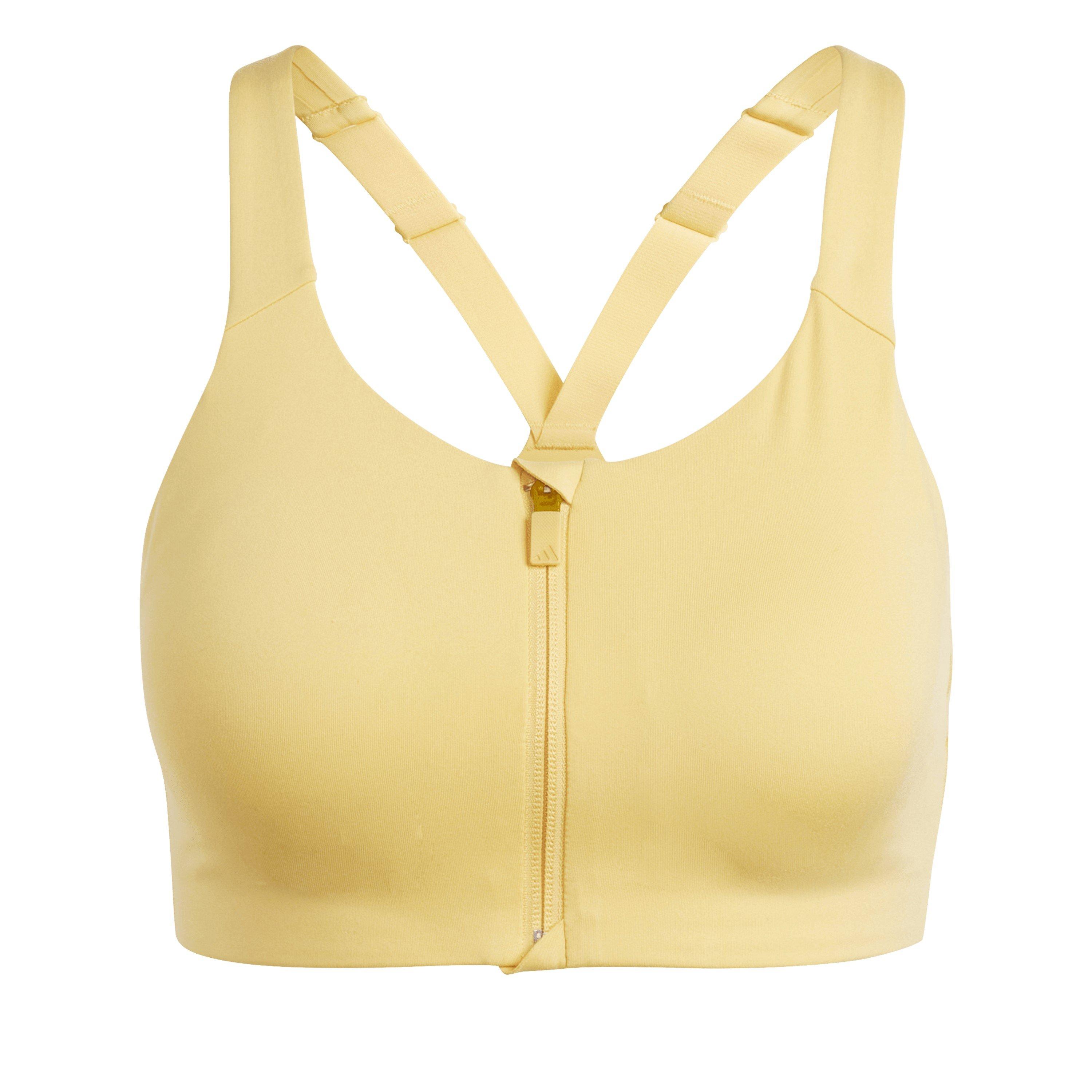 Adidas Women's Tlrdim Lux Zipped Non Wired High Impact Sports Bra - Yellow - 32B
