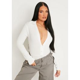Missy Empire Plunge Button Detail Bodysuit