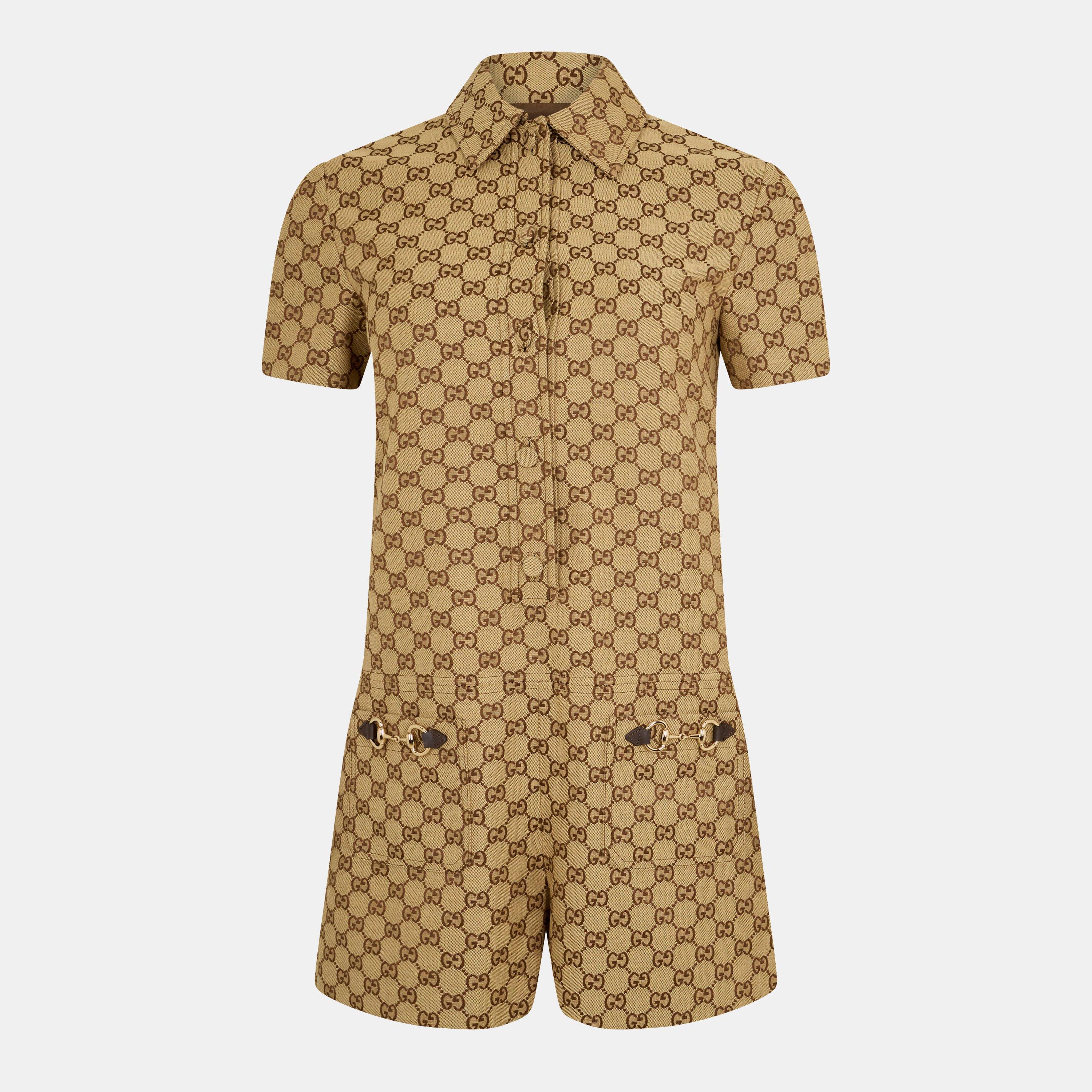 Camel/Ebony - Gucci - Women's Tailored Hardware Accent Jumpsuit - 1