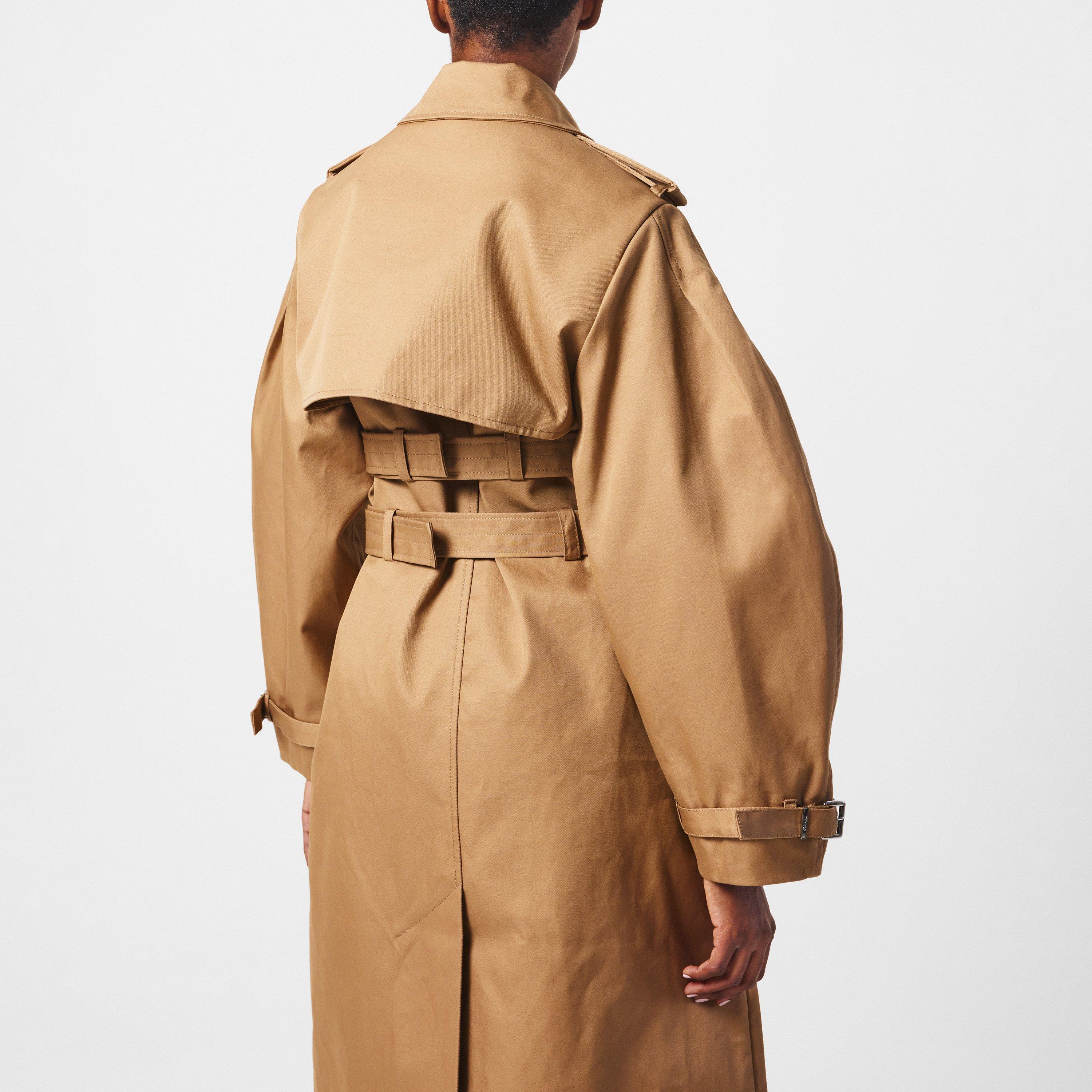 Tigers Eye - Ganni - Women's  Cotton Balloon Sleeve Buckled Trench Coat - 4