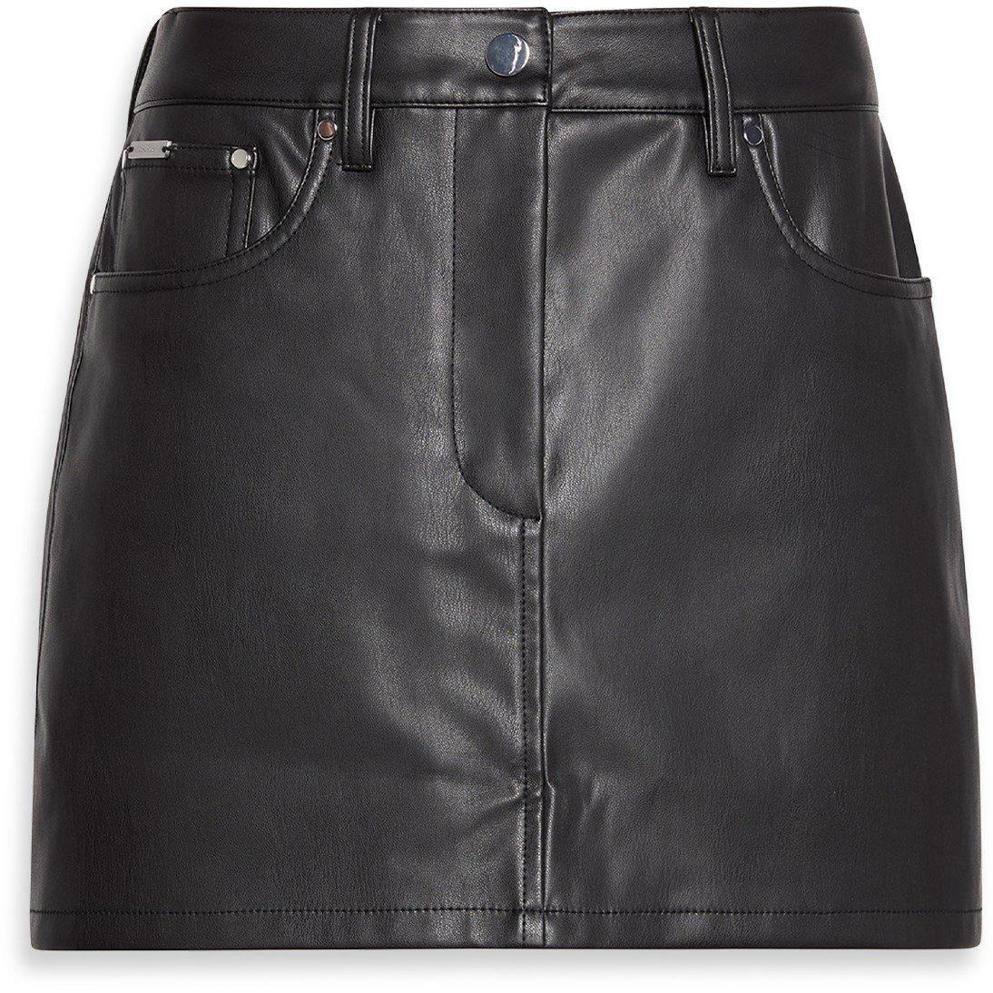 Calvin Klein Jeans Women's Leather Mini Skirt - Black - 14 (L)