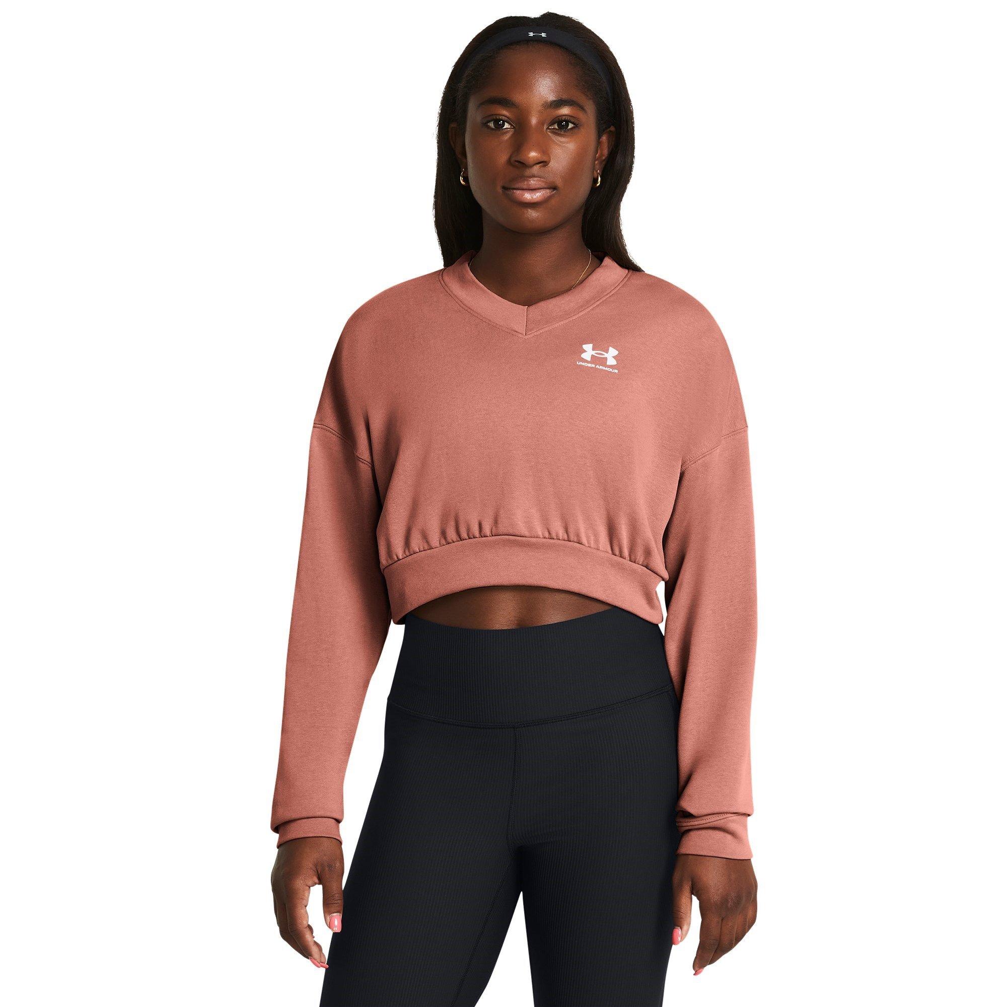 Pink - Under Armour - Rival Terry Crew Cropped Sweatshirt - 2