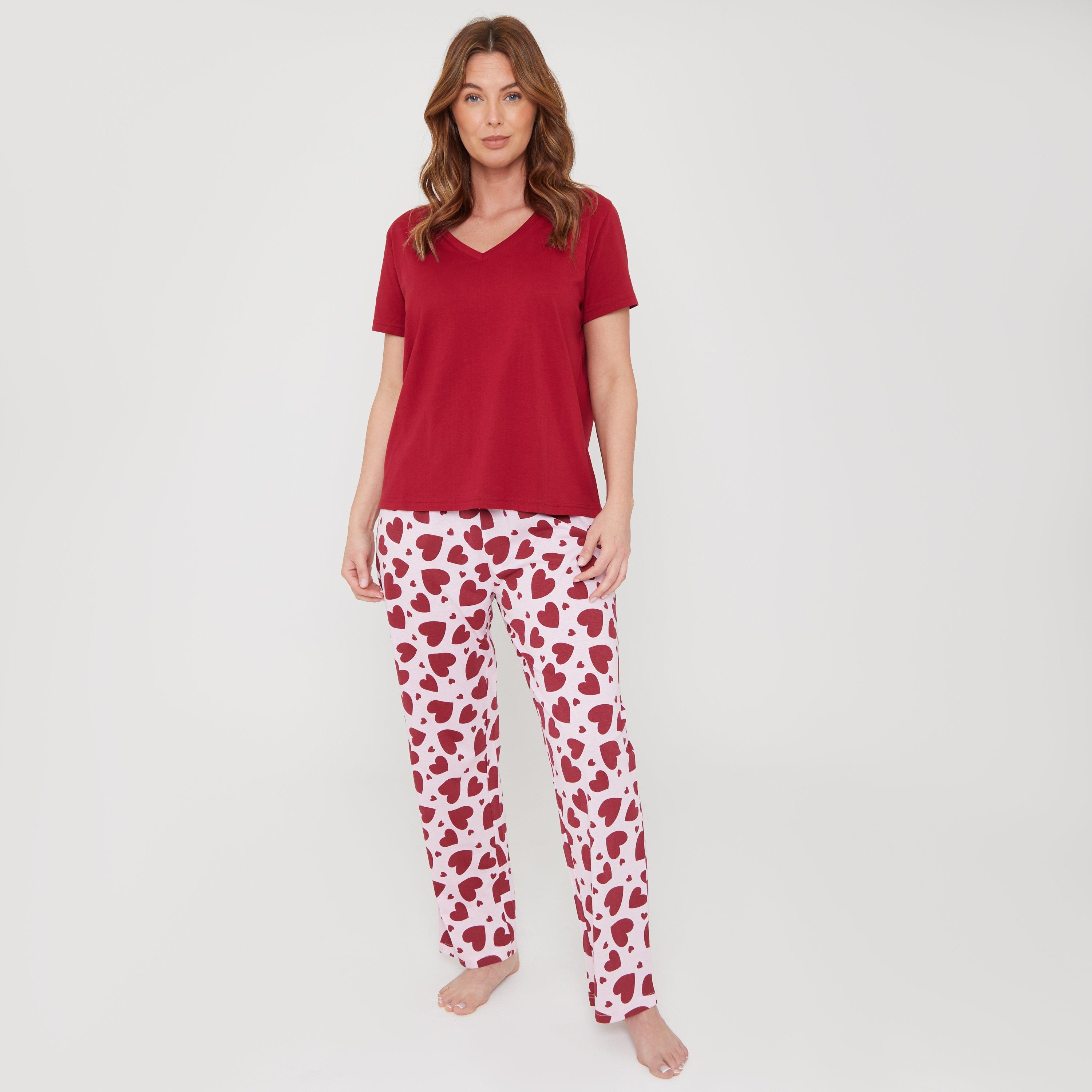 Red - Miso - Women's V Heart Short-Sleeve Pyjama Sets - 1