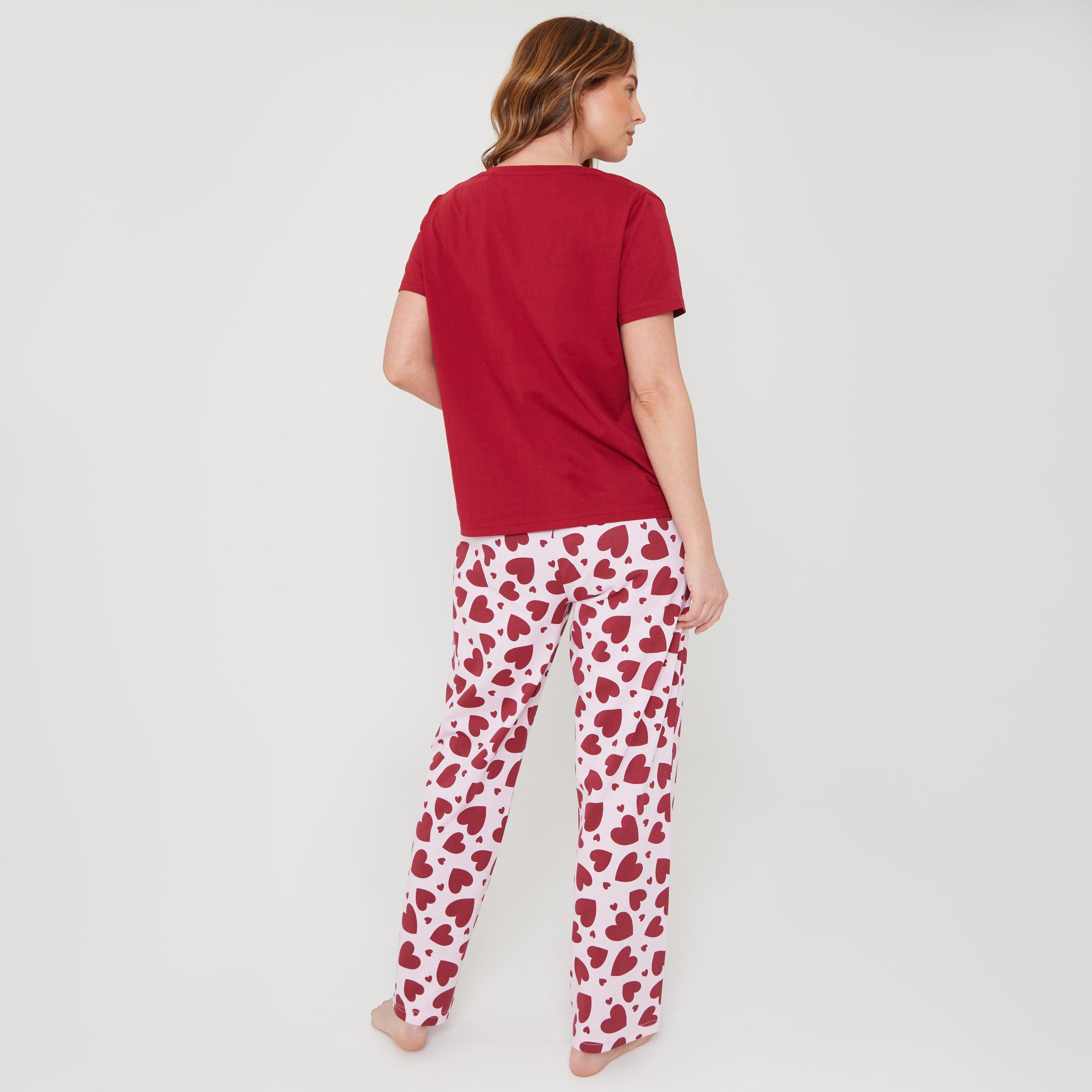 Red - Miso - Women's V Heart Short-Sleeve Pyjama Sets - 2