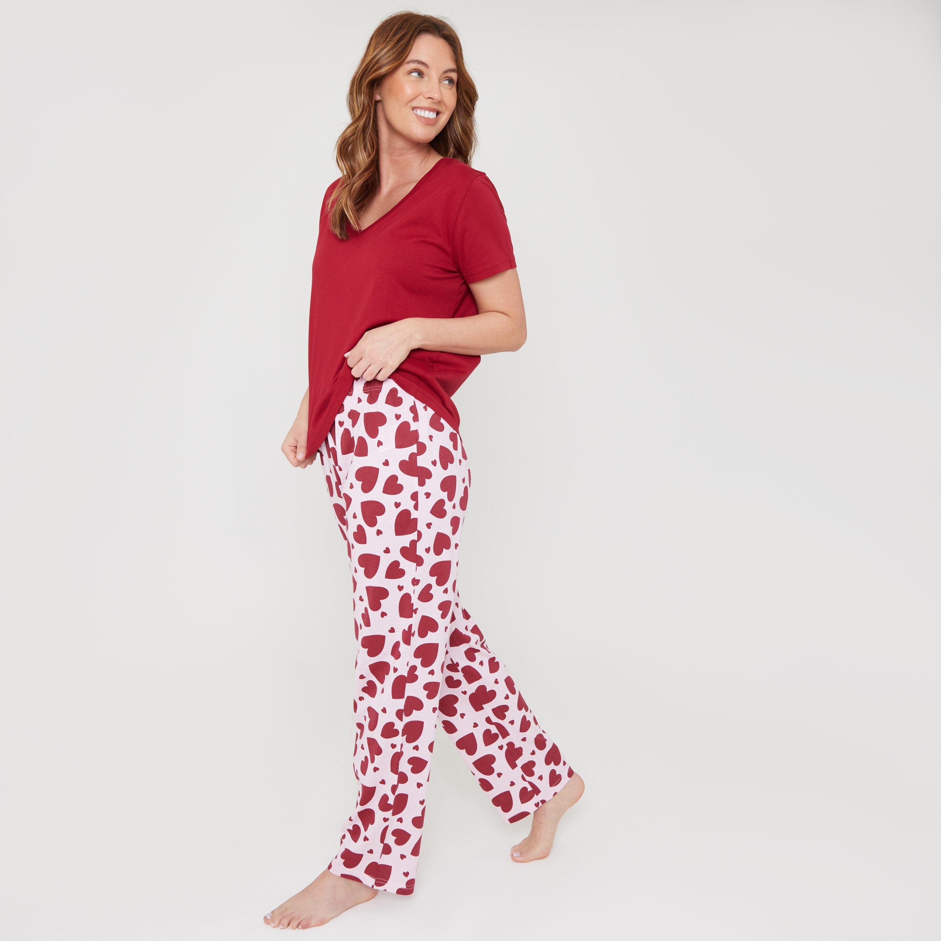 Red - Miso - Women's V Heart Short-Sleeve Pyjama Sets - 3
