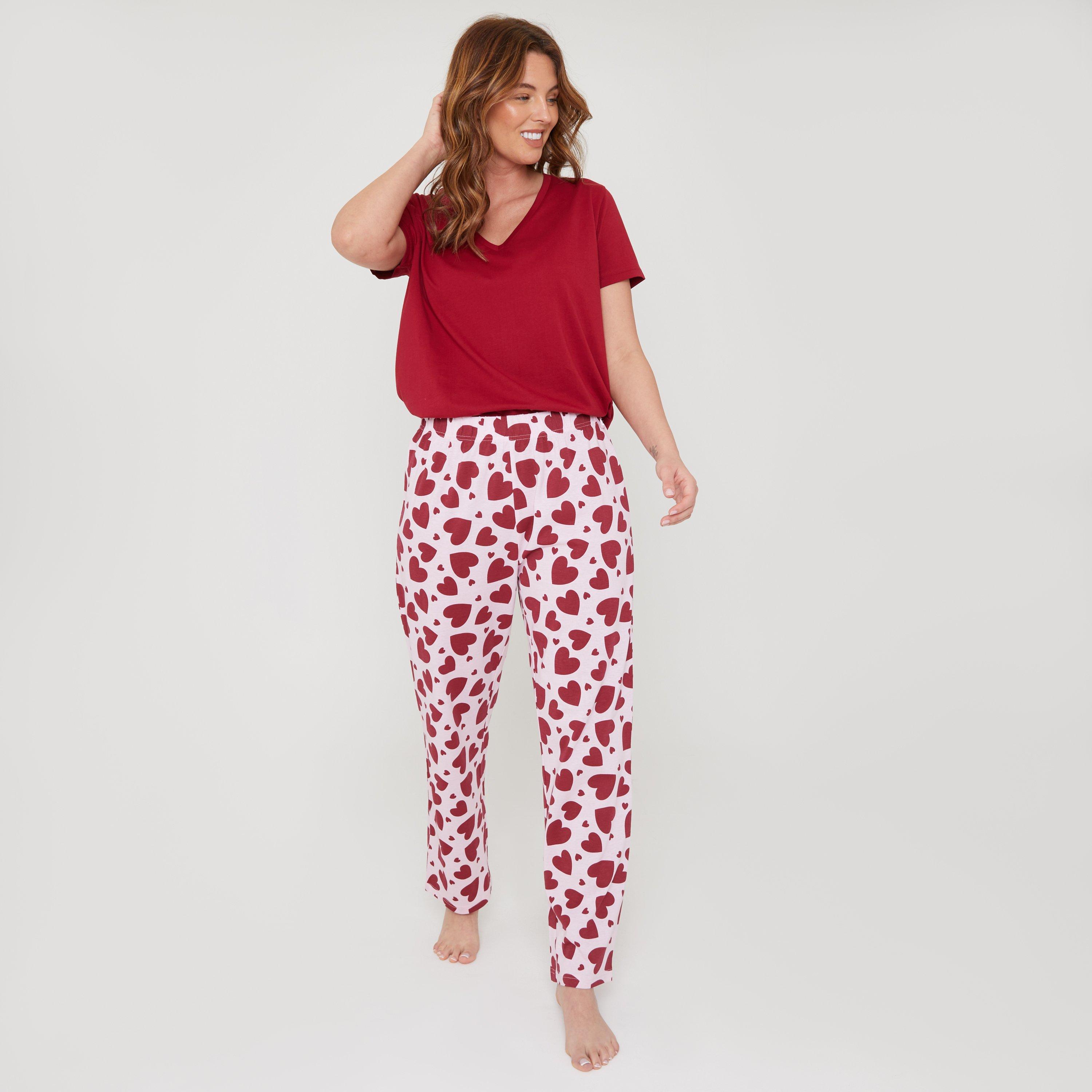Red - Miso - Women's V Heart Short-Sleeve Pyjama Sets - 5