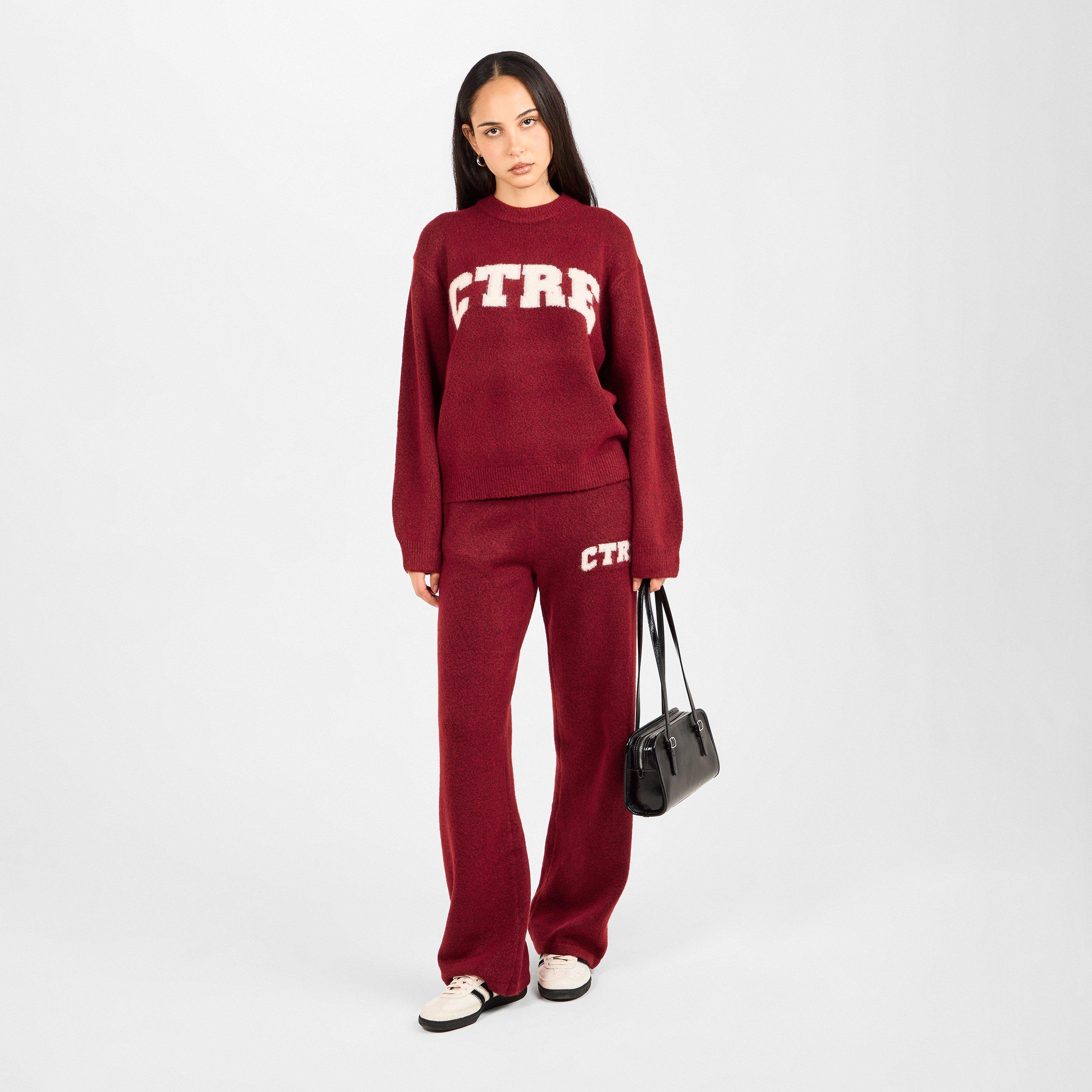Burgundy - The Couture Club - Women's CTRE Jog Knitted Trousers - 6